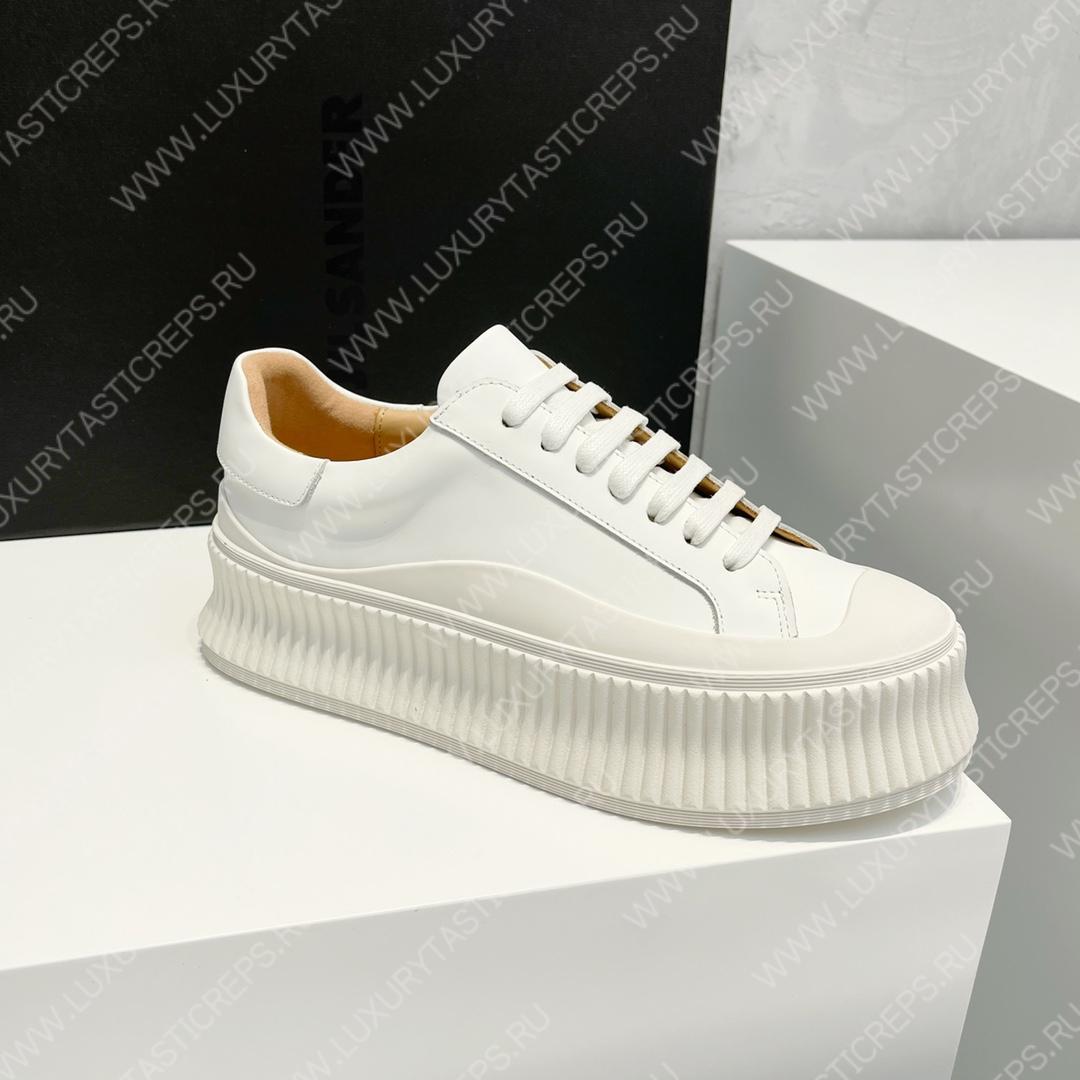 JIL SANDER LEATHER SNEAKERS WHITE J32WS0018