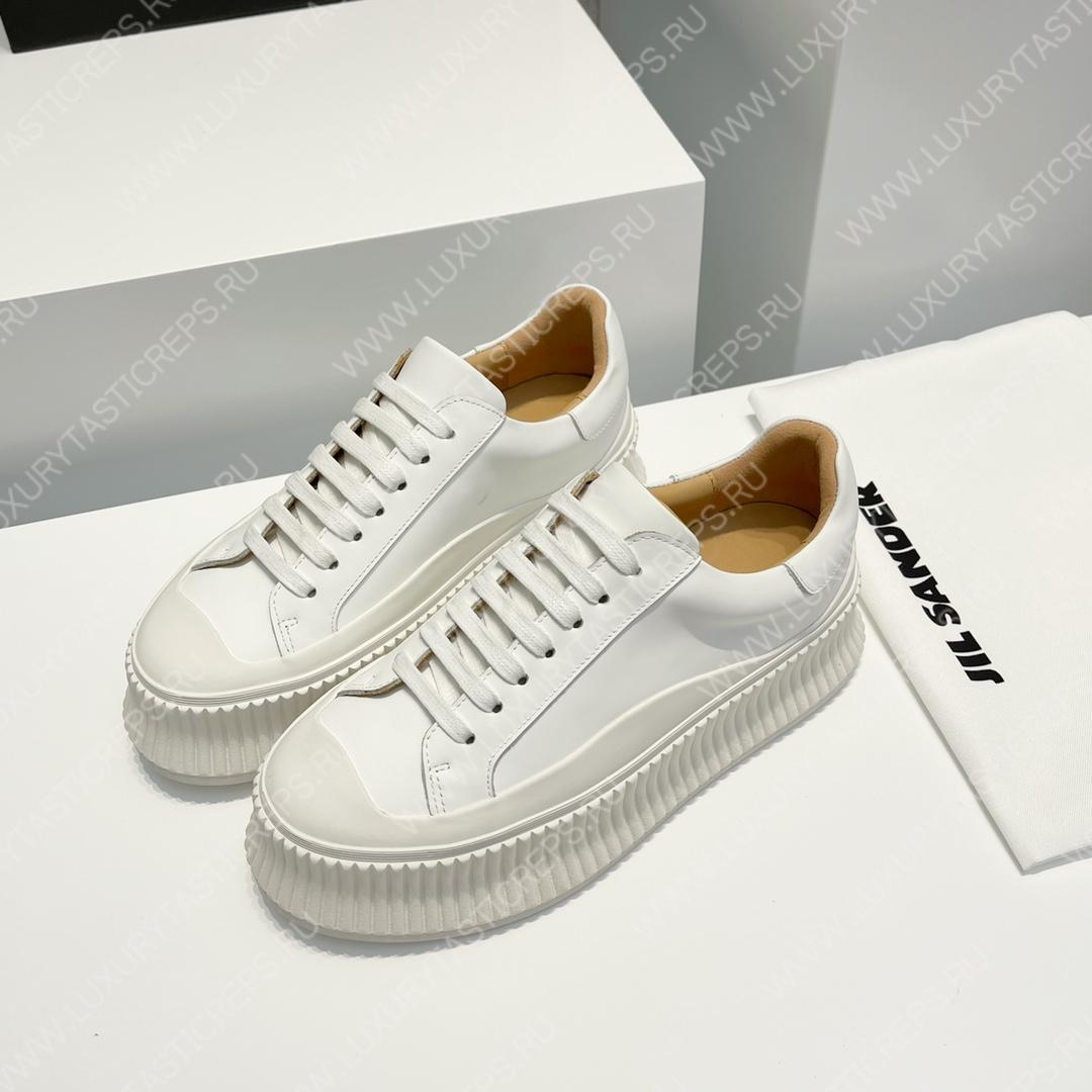 JIL SANDER LEATHER SNEAKERS WHITE J32WS0018