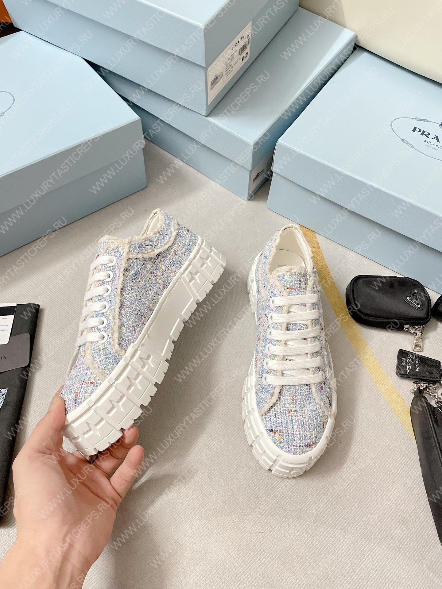 Pra*a double wheel nylon gabardine sneakers tweed blue 1e260m