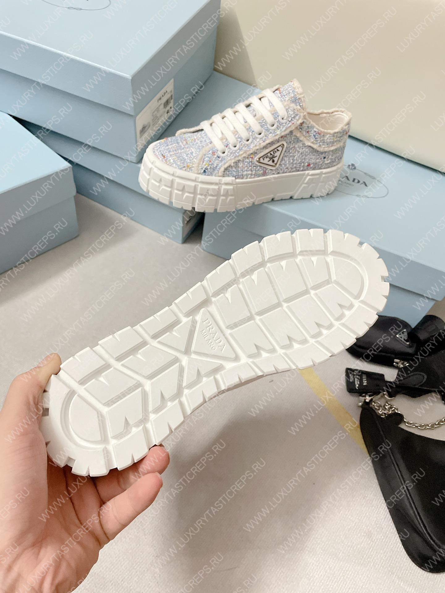 Pra*a double wheel nylon gabardine sneakers tweed blue 1e260m