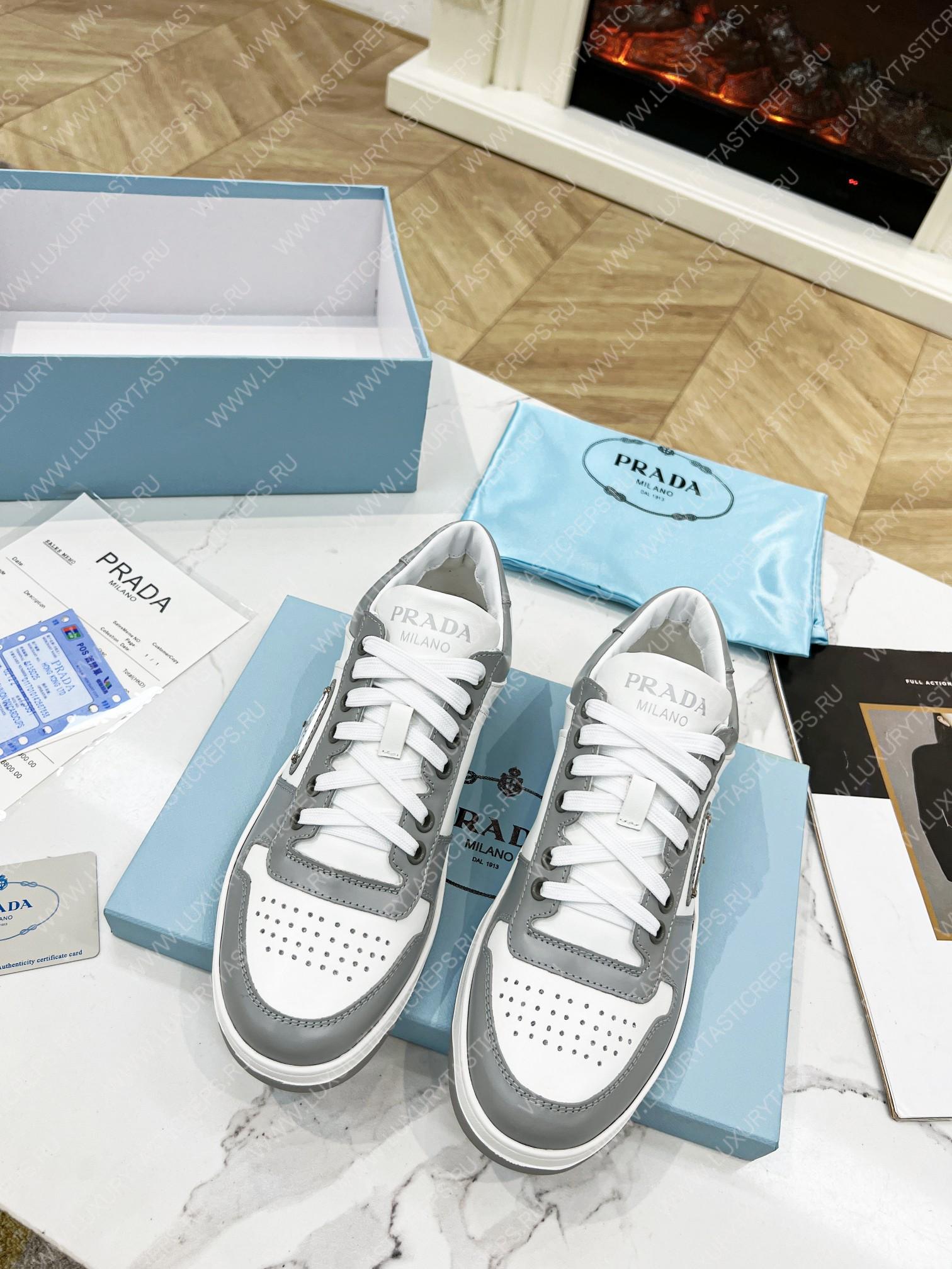 Pra*a downtown leather sneakers white/grey 2ee364