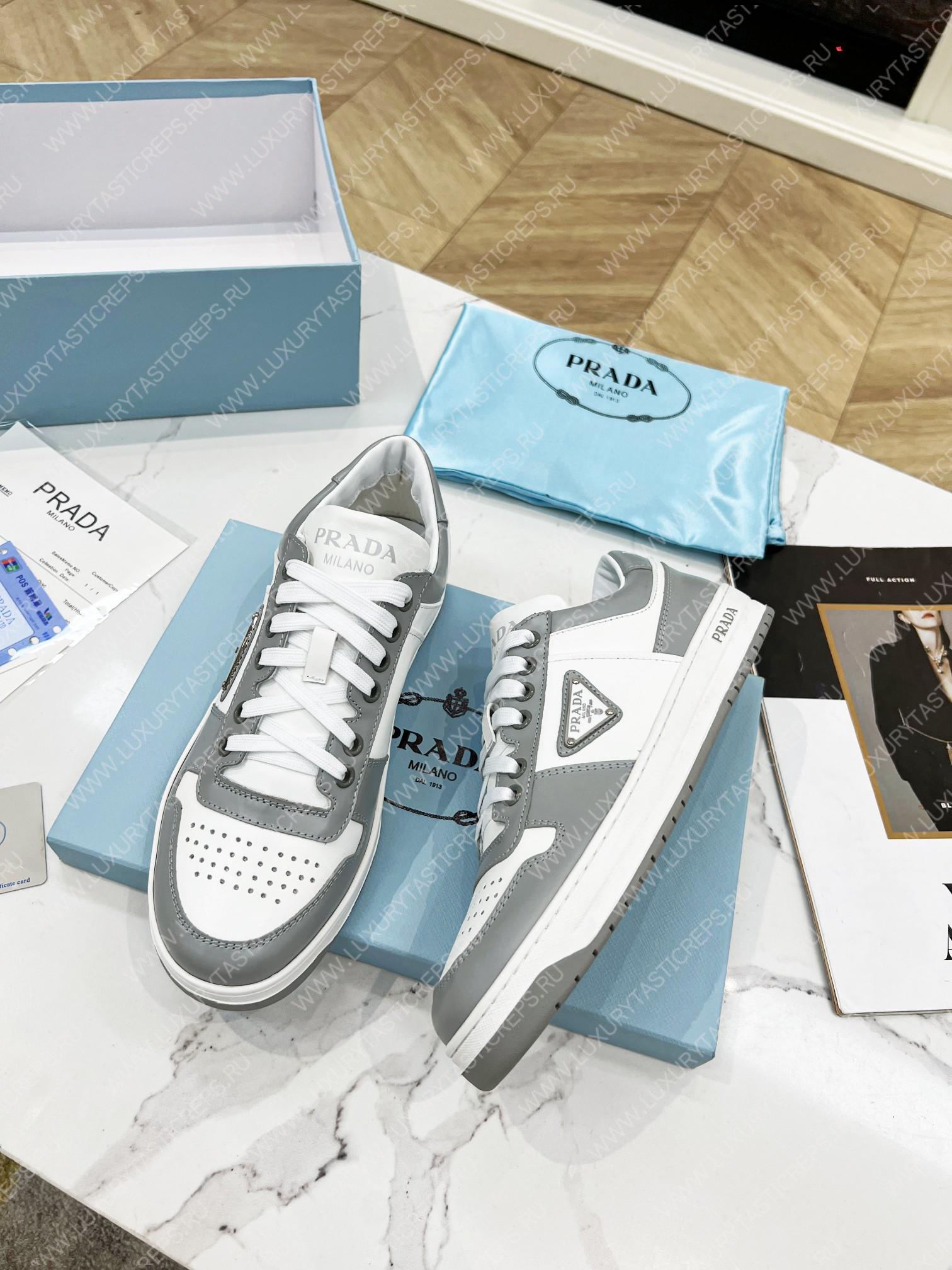 Pra*a downtown leather sneakers white/grey 2ee364