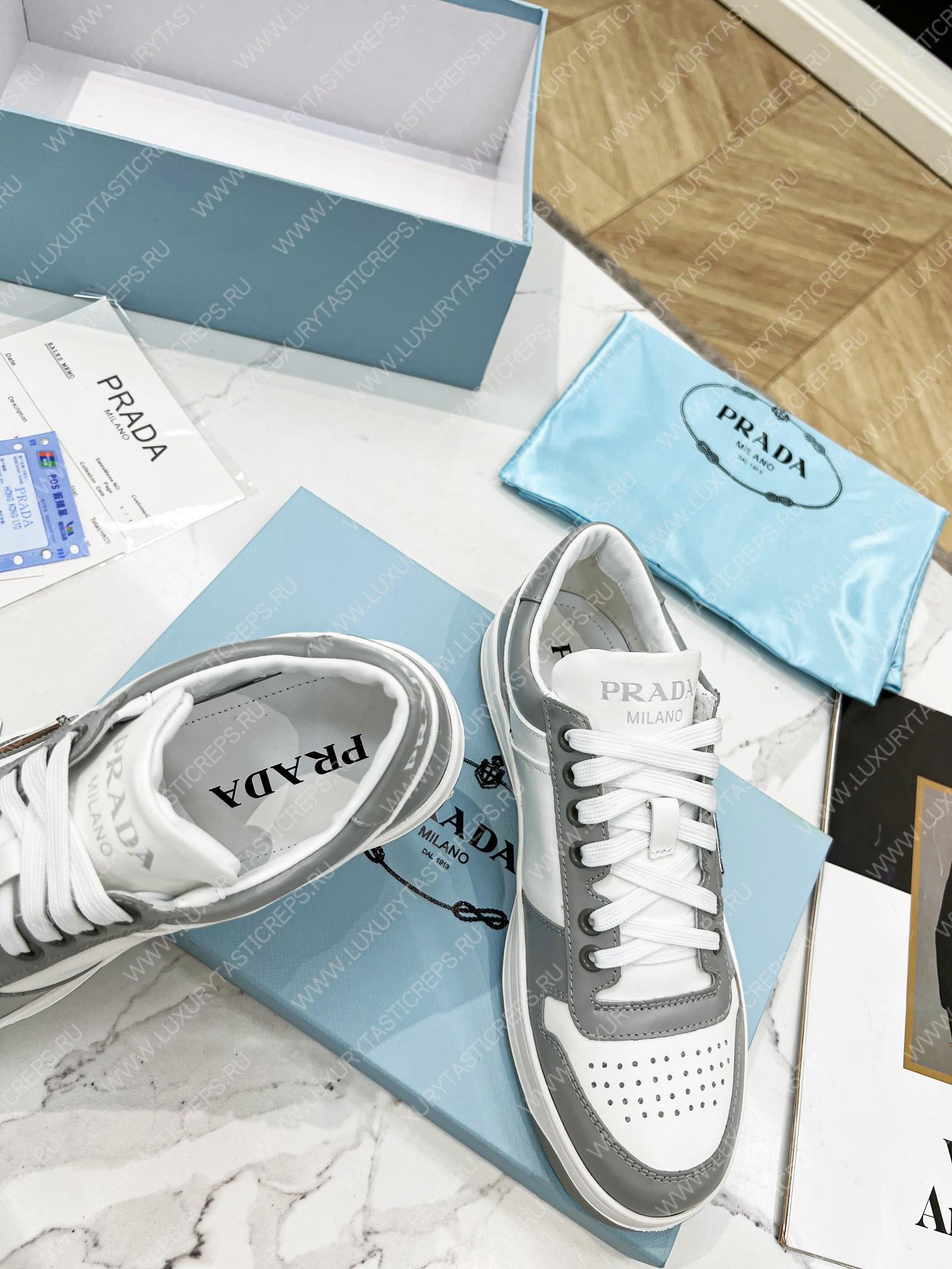 Pra*a downtown leather sneakers white/grey 2ee364