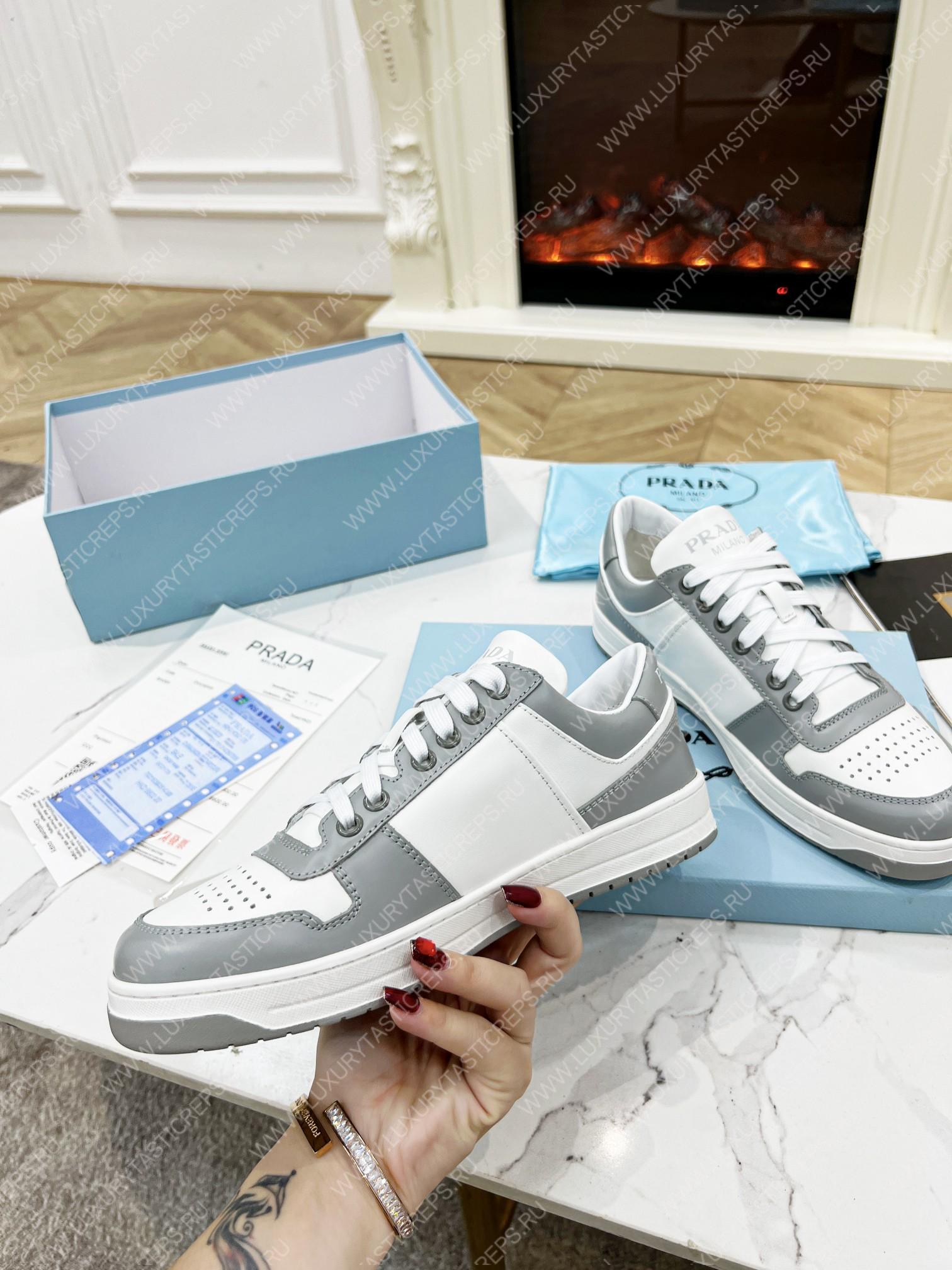 Pra*a downtown leather sneakers white/grey 2ee364