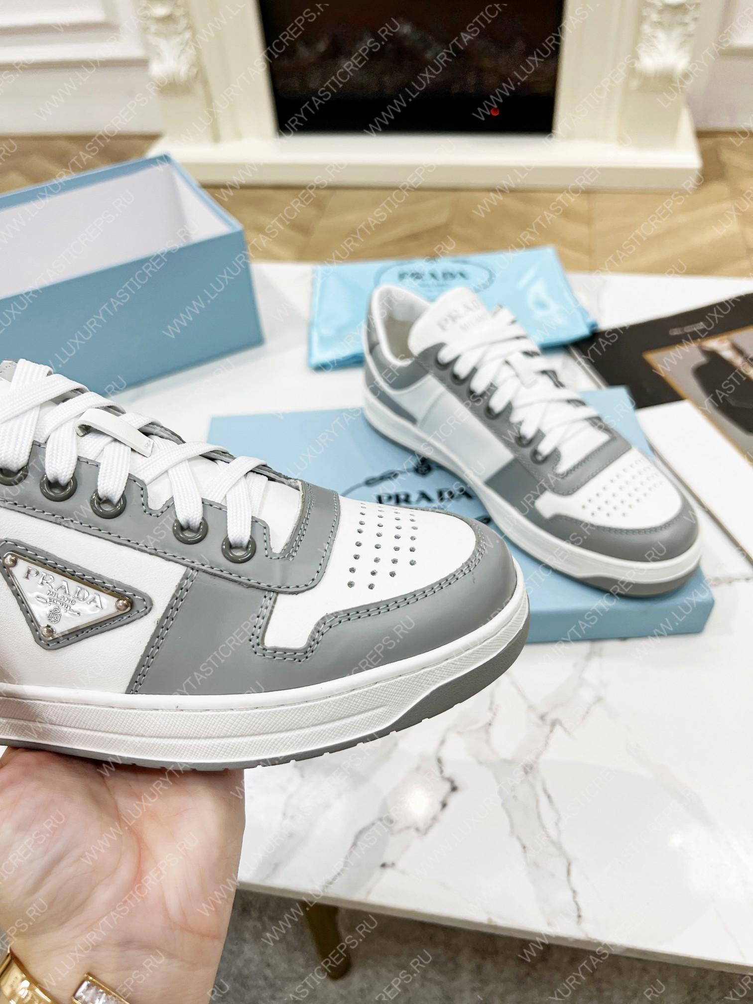 Pra*a downtown leather sneakers white/grey 2ee364