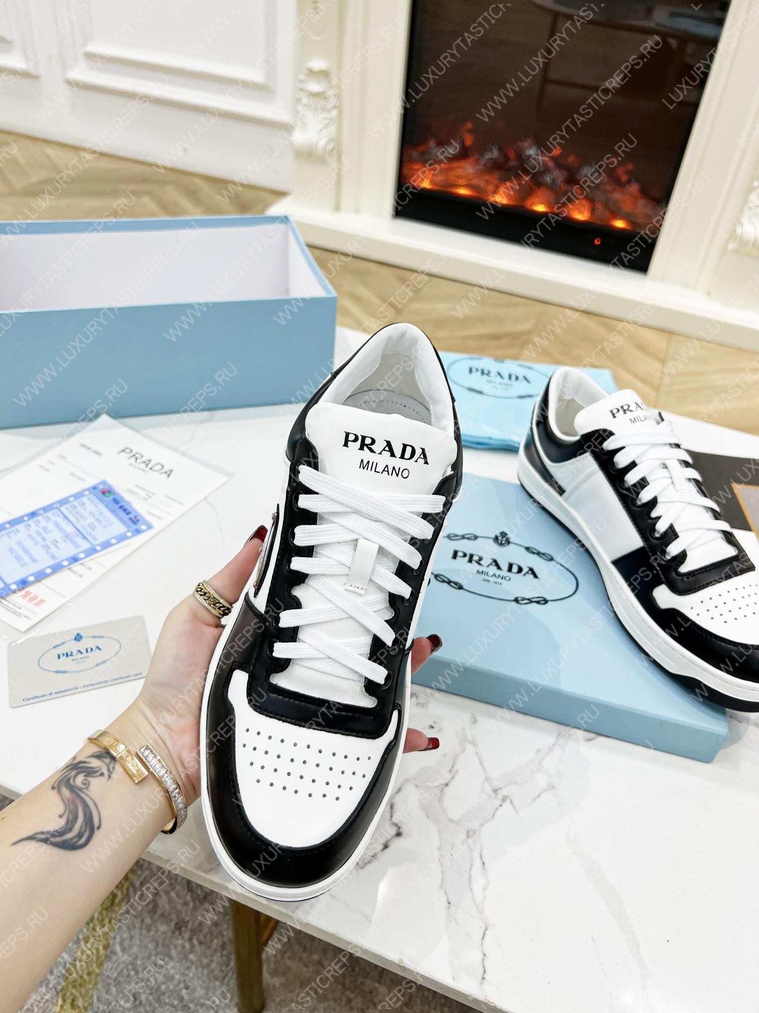 Pra*a downtown leather sneakers white/black 2ee364