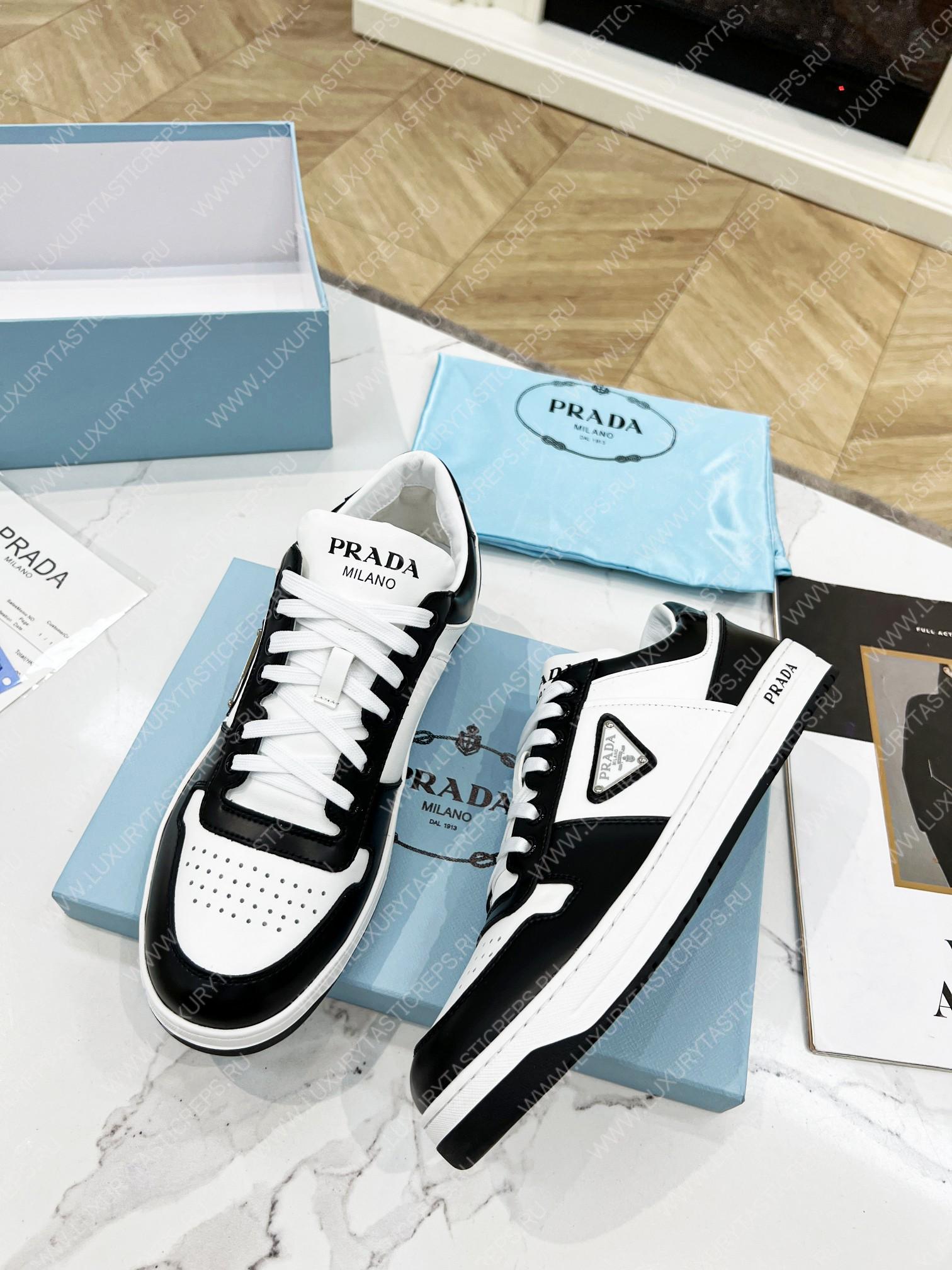 Pra*a downtown leather sneakers white/black 2ee364