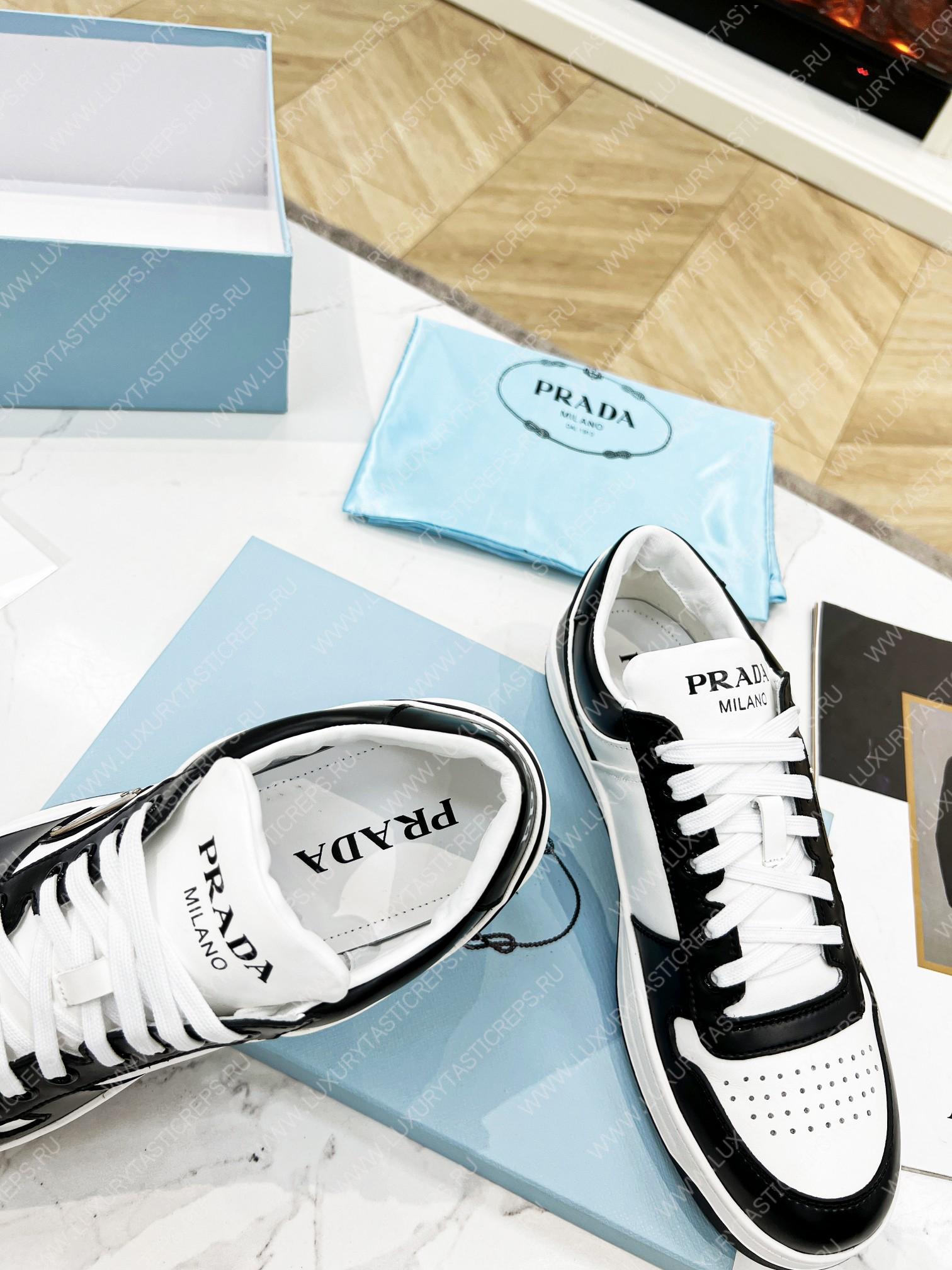 Pra*a downtown leather sneakers white/black 2ee364