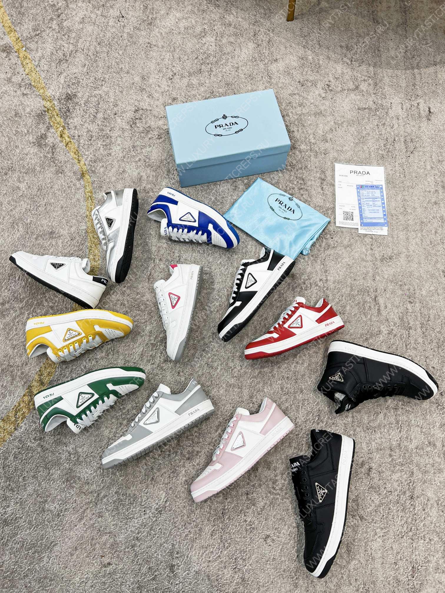 Pra*a downtown leather sneakers white/silver 2ee364