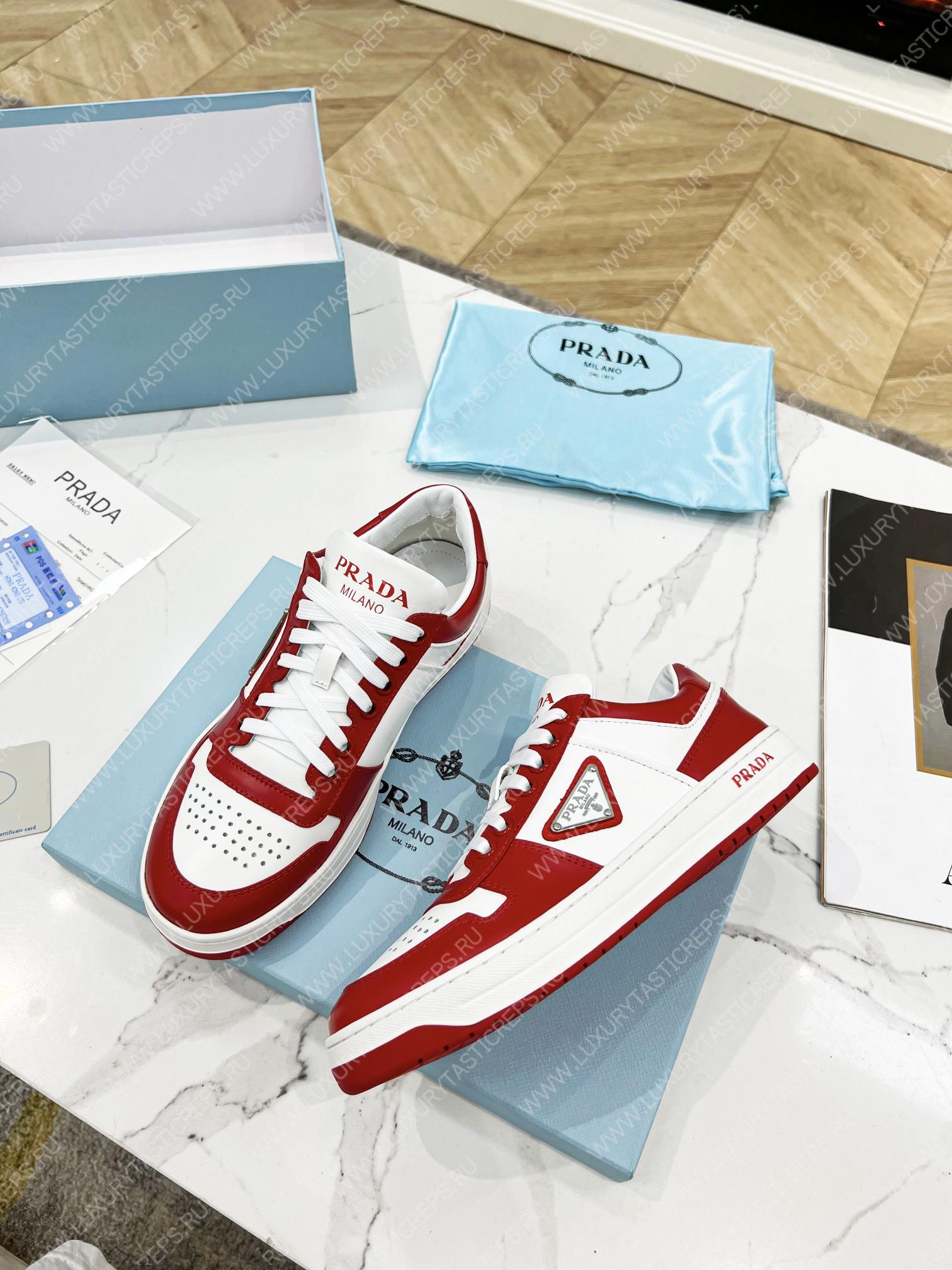 Pra*a downtown leather sneakers white/red 2ee364