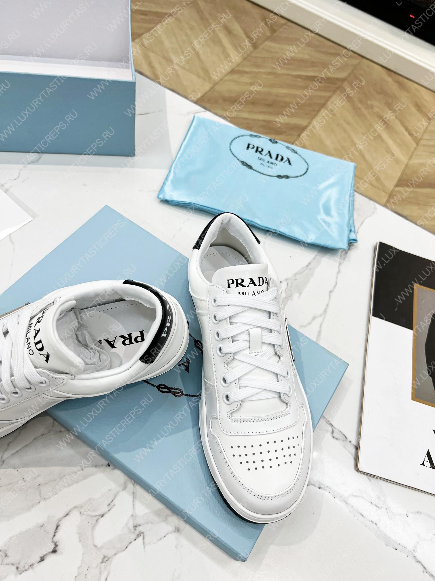 Pra*a downtown leather sneakers white/black 2ee364