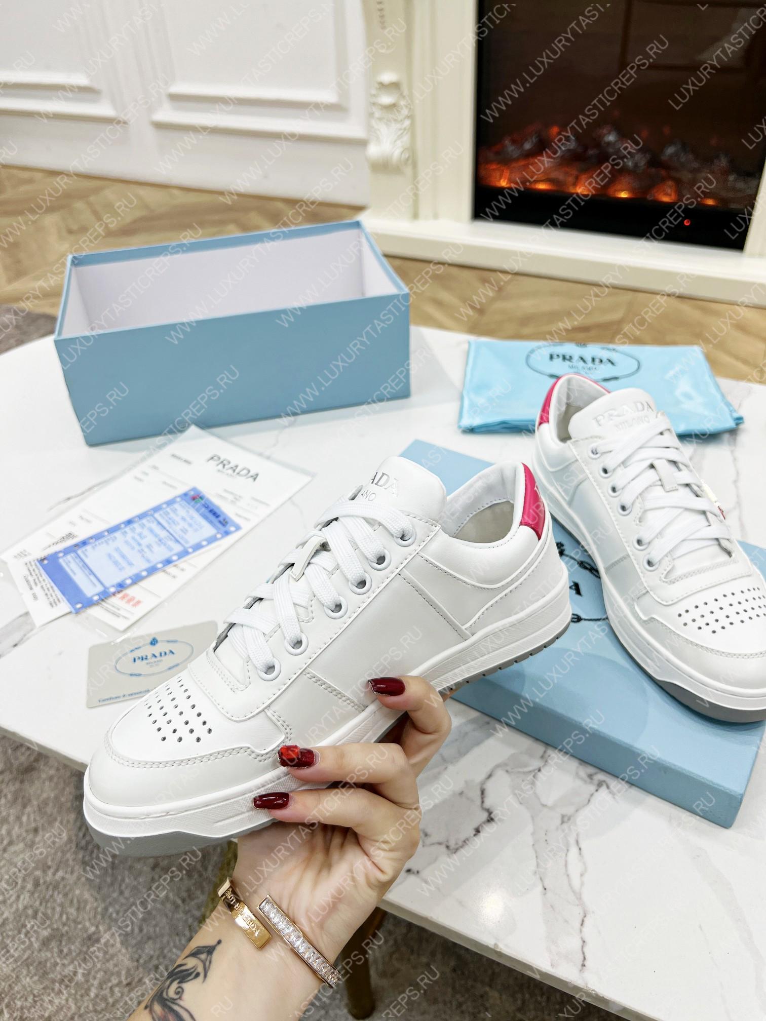 Pra*a downtown leather sneakers white/pink 2ee364