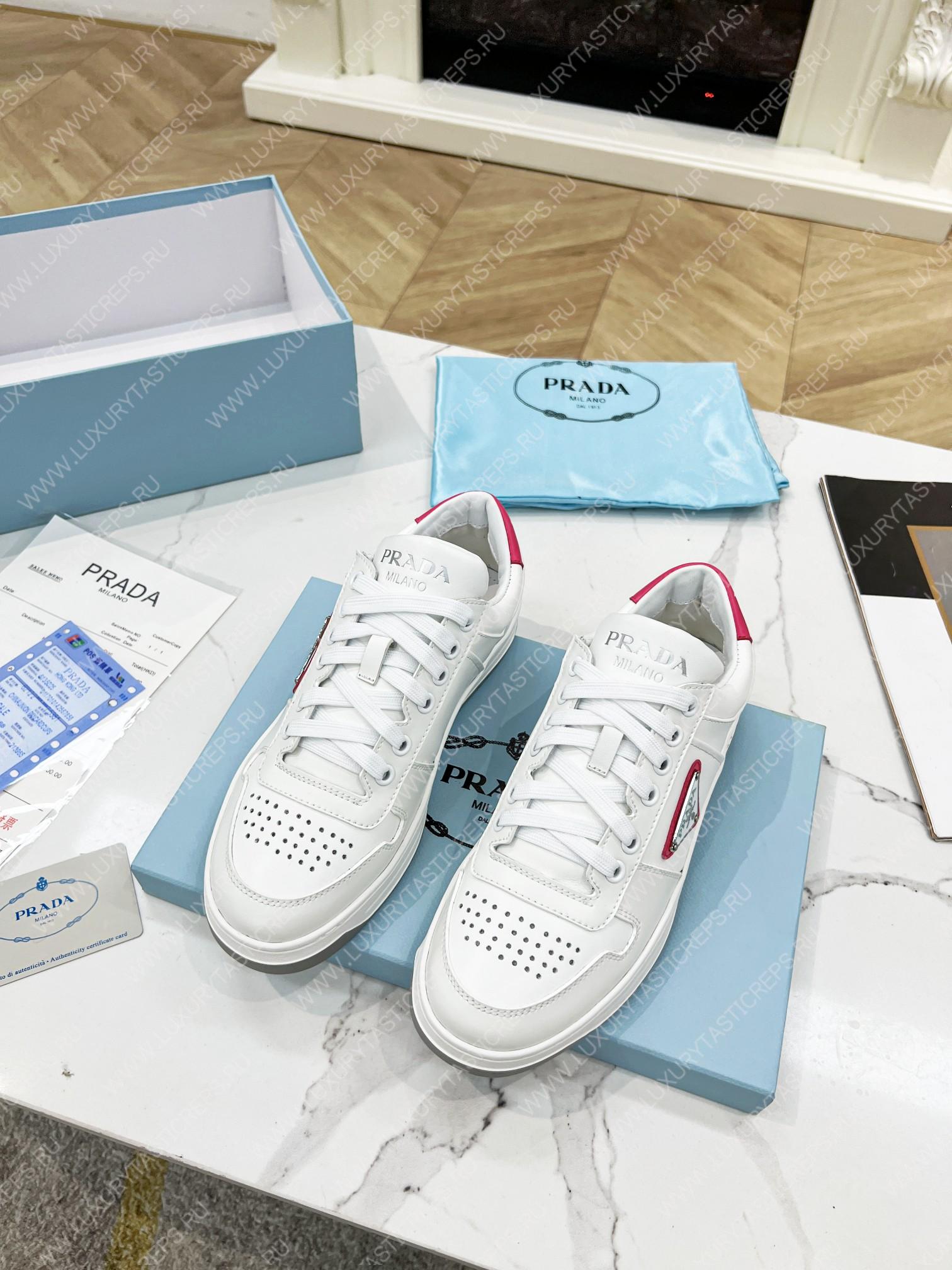 Pra*a downtown leather sneakers white/pink 2ee364