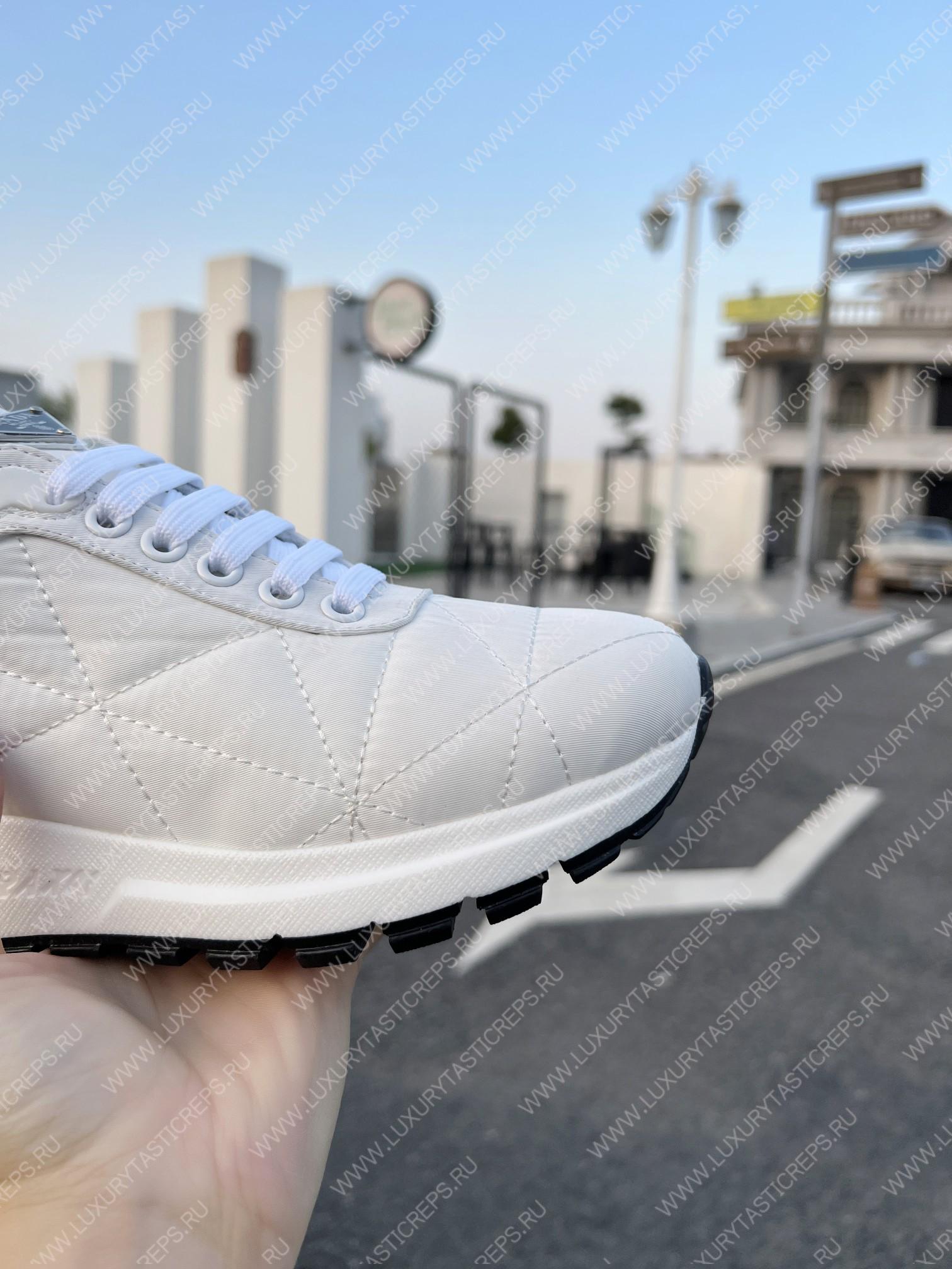 Pra*a quilted nylon sneakers white/black 2ee367