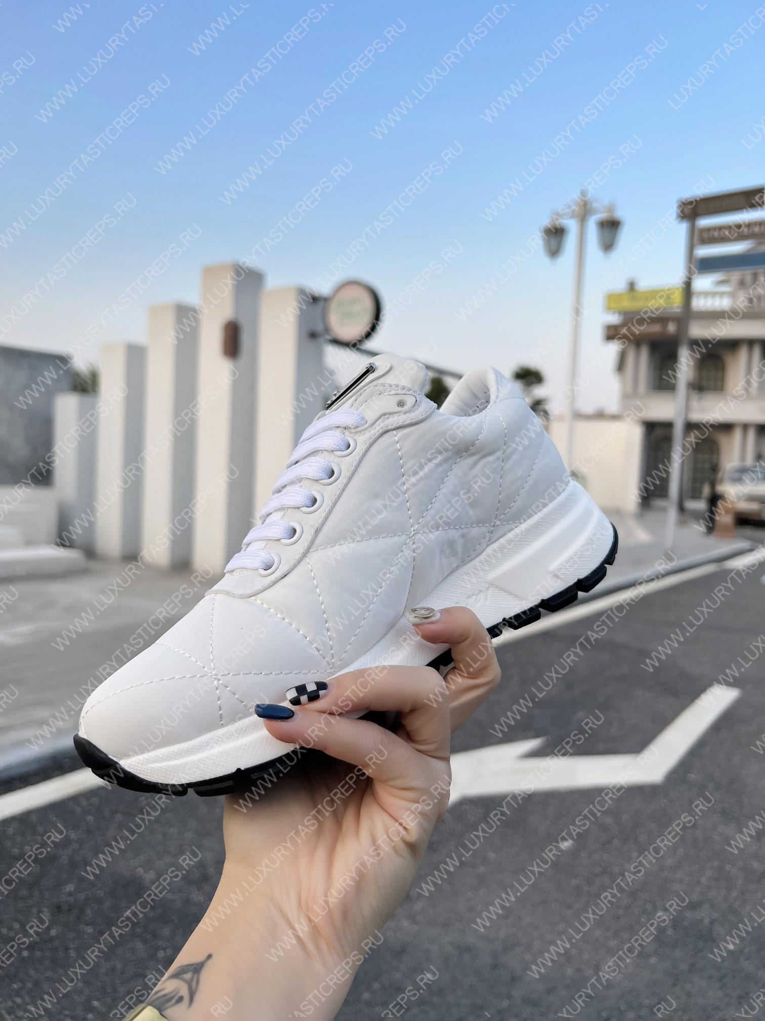 Pra*a quilted nylon sneakers white/black 2ee367