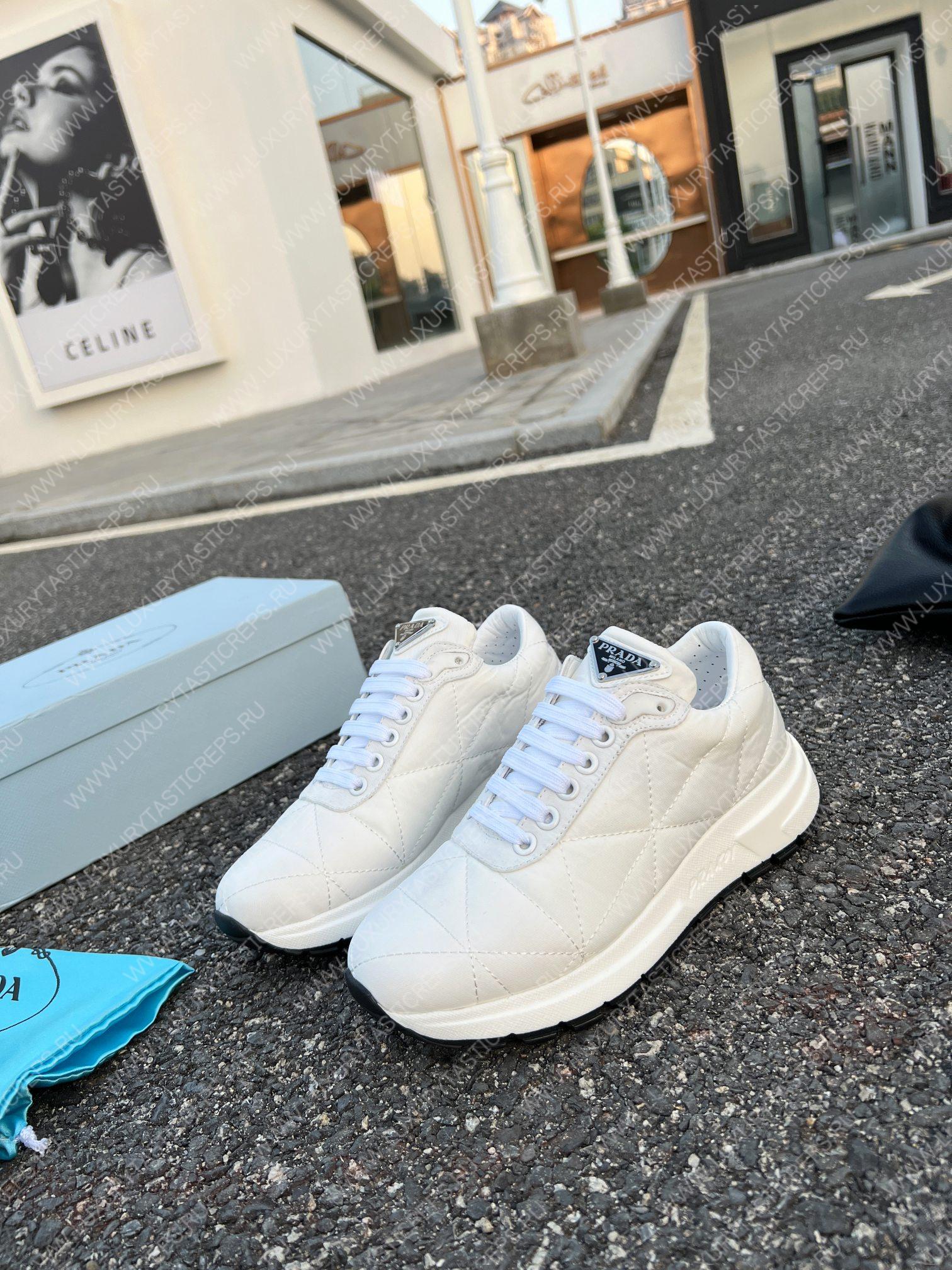 Pra*a quilted nylon sneakers white/black 2ee367