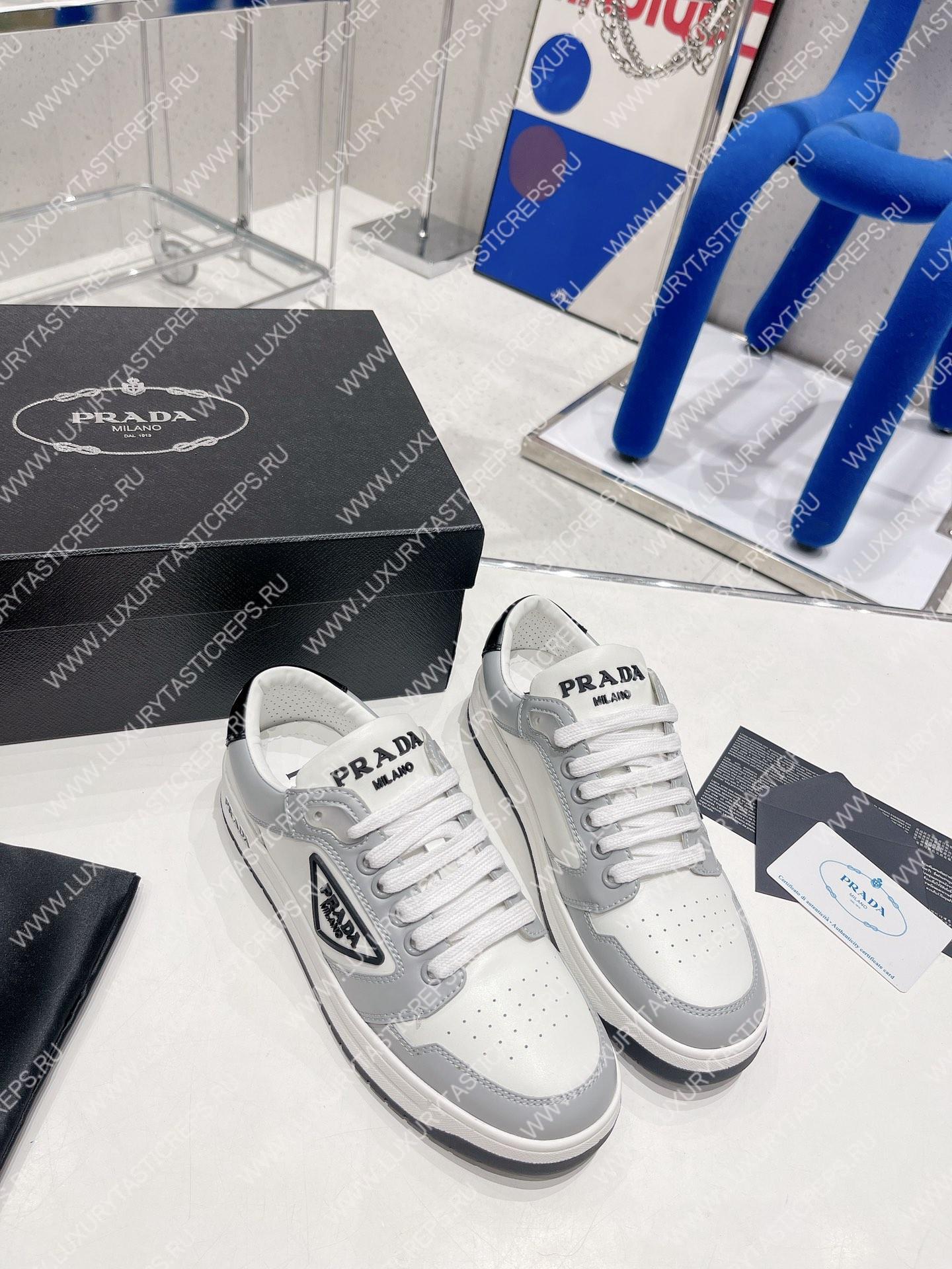 Pra*a district perforated leather sneakers white/cornflower blue 1e790m