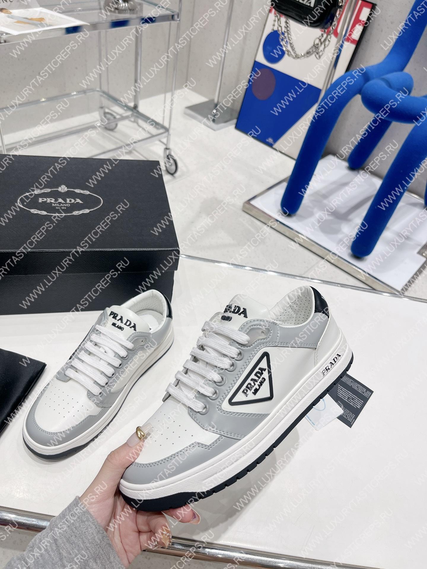 Pra*a district perforated leather sneakers white/cornflower blue 1e790m