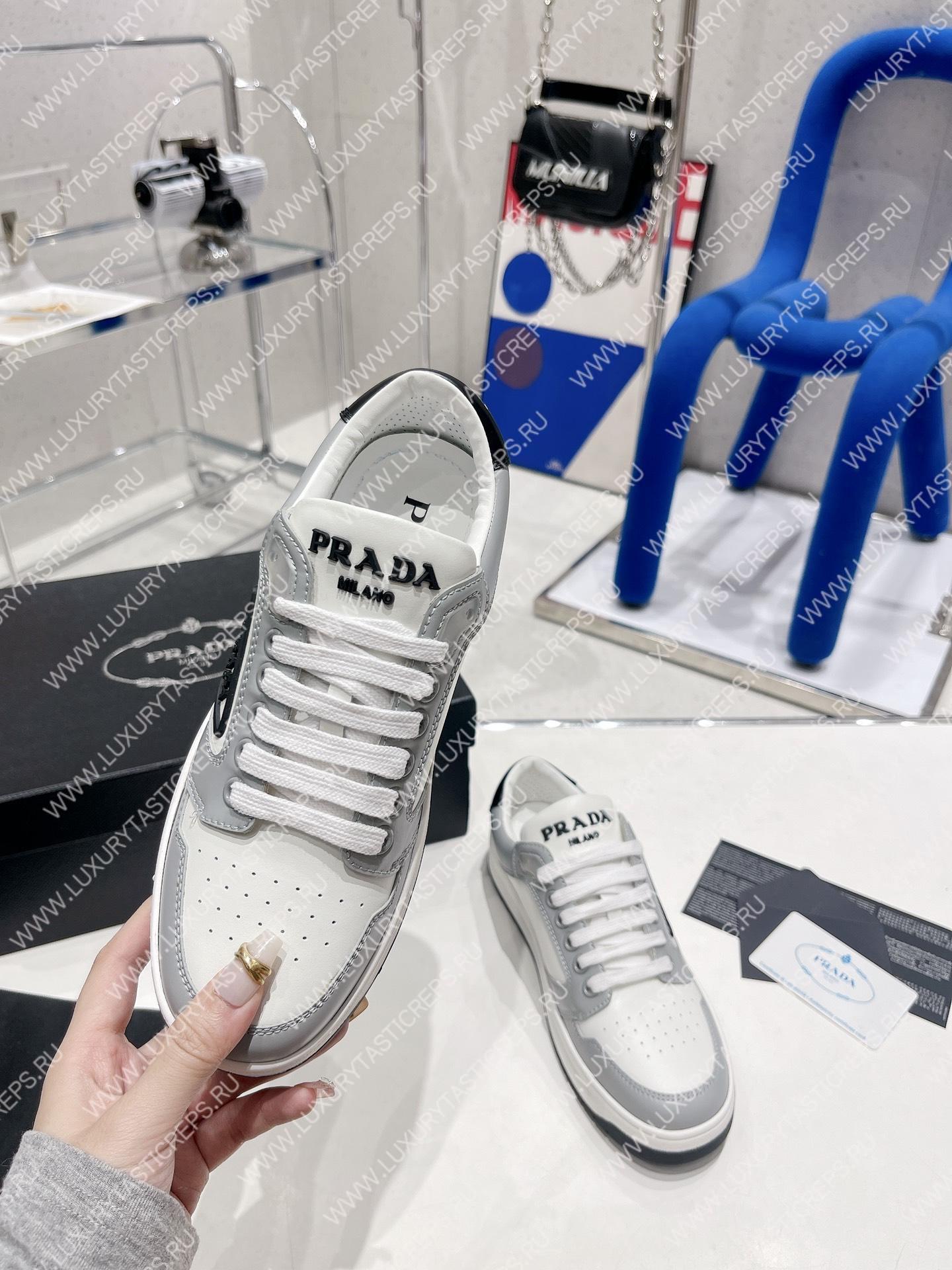 Pra*a district perforated leather sneakers white/cornflower blue 1e790m