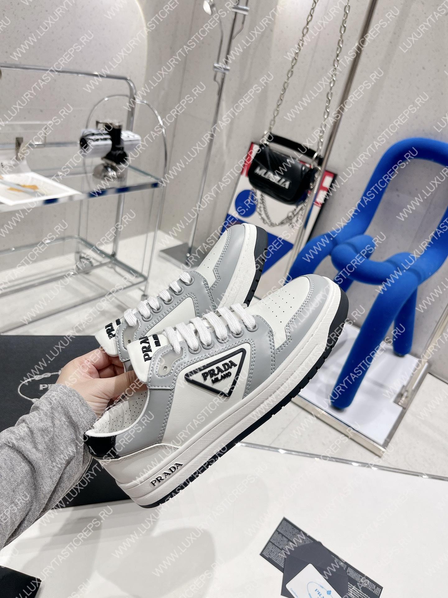 Pra*a district perforated leather sneakers white/cornflower blue 1e790m