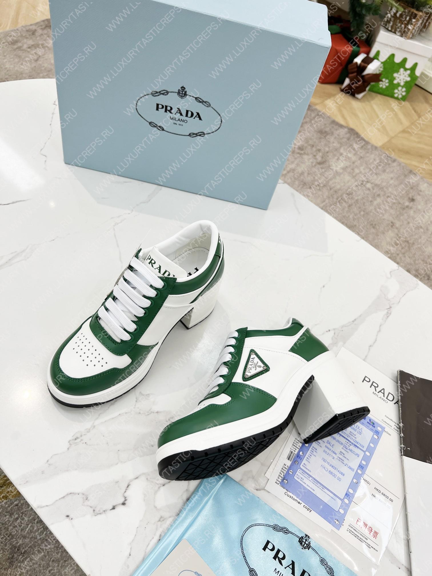 Pra*a downtown high-heeled leather sneakers white/mango 1e792m
