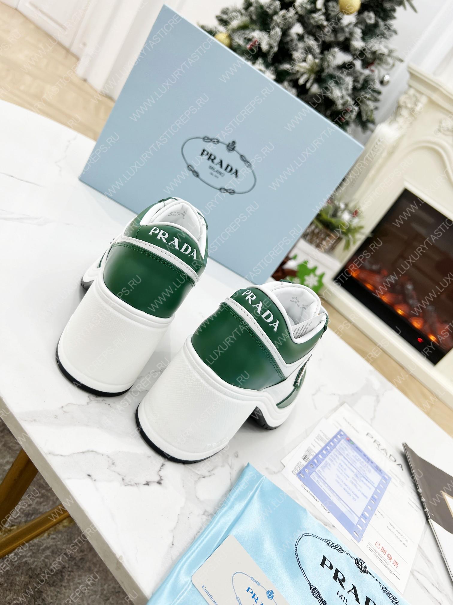 Pra*a downtown high-heeled leather sneakers white/mango 1e792m