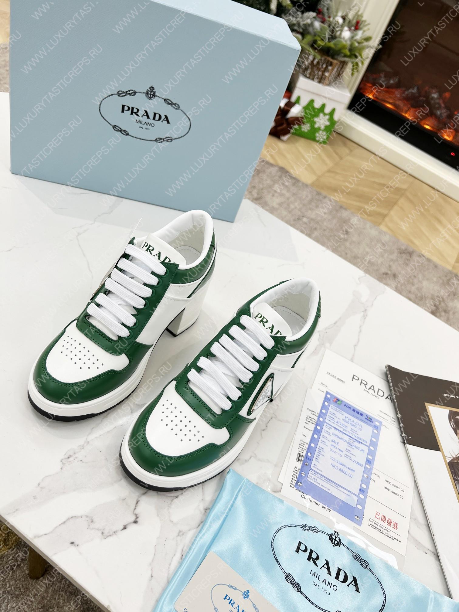 Pra*a downtown high-heeled leather sneakers white/mango 1e792m