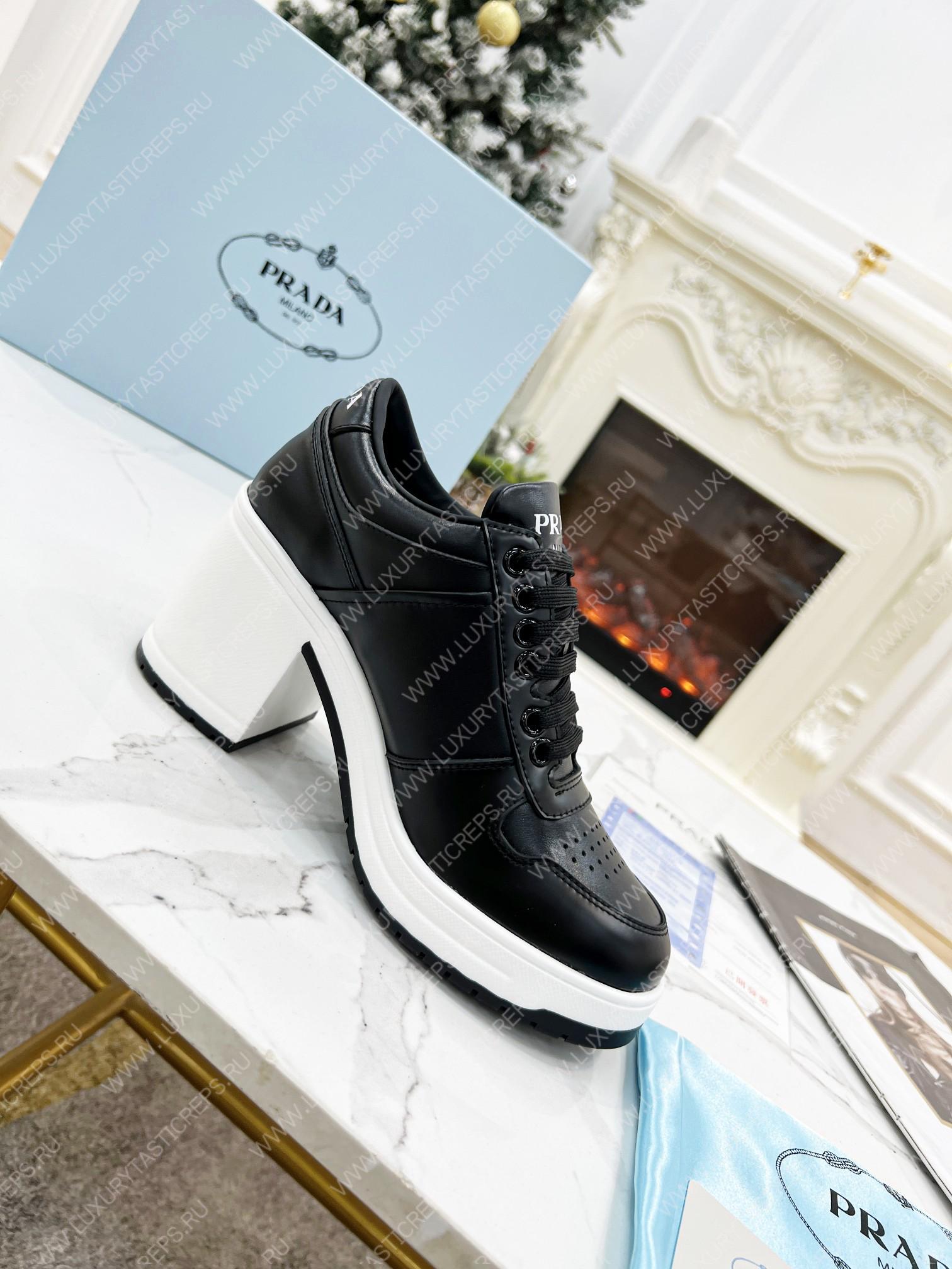 Pra*a downtown high-heeled leather sneakers black 1e792m