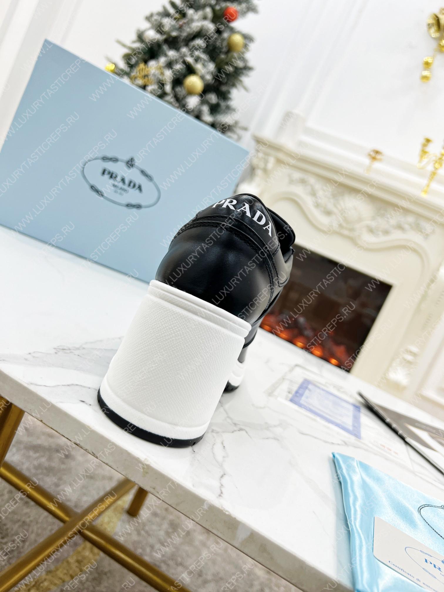 Pra*a downtown high-heeled leather sneakers black 1e792m