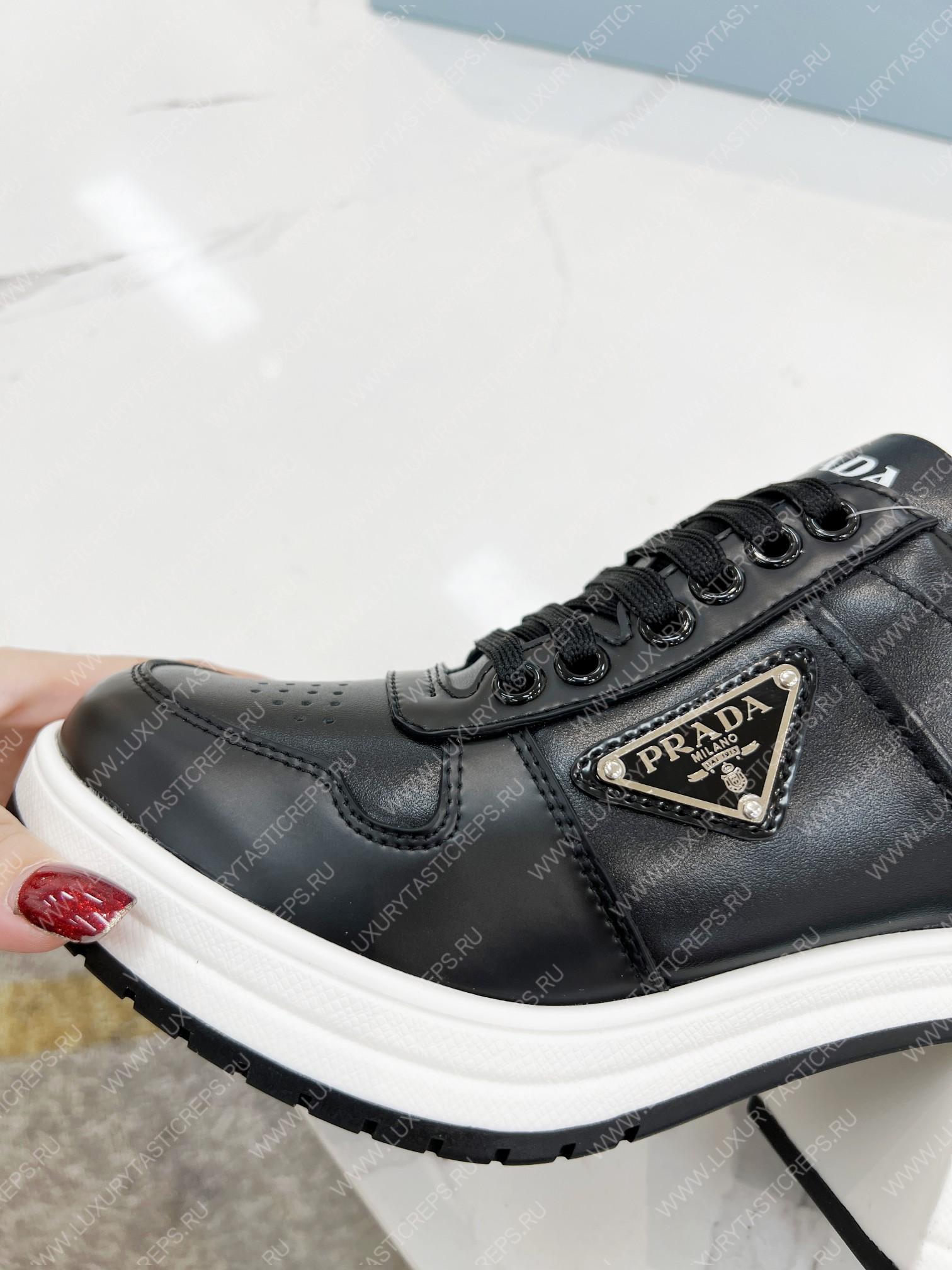 Pra*a downtown high-heeled leather sneakers black 1e792m