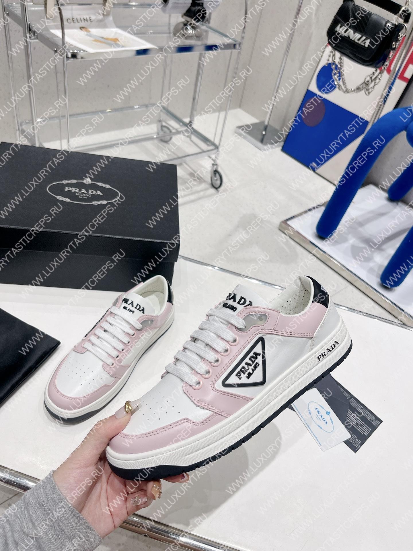 Pra*a district perforated leather sneakers white/albaster pink 1e790m