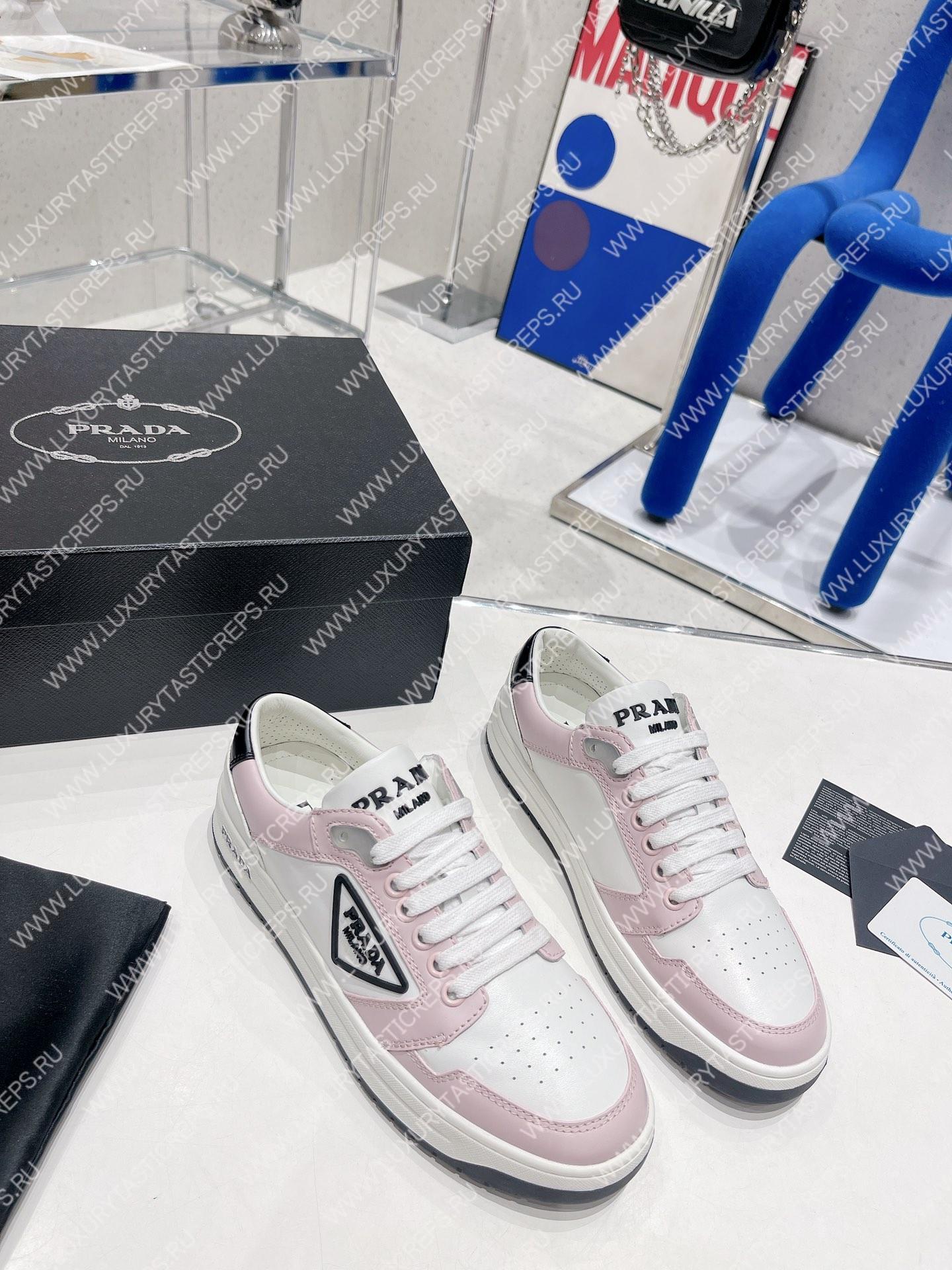 Pra*a district perforated leather sneakers white/albaster pink 1e790m