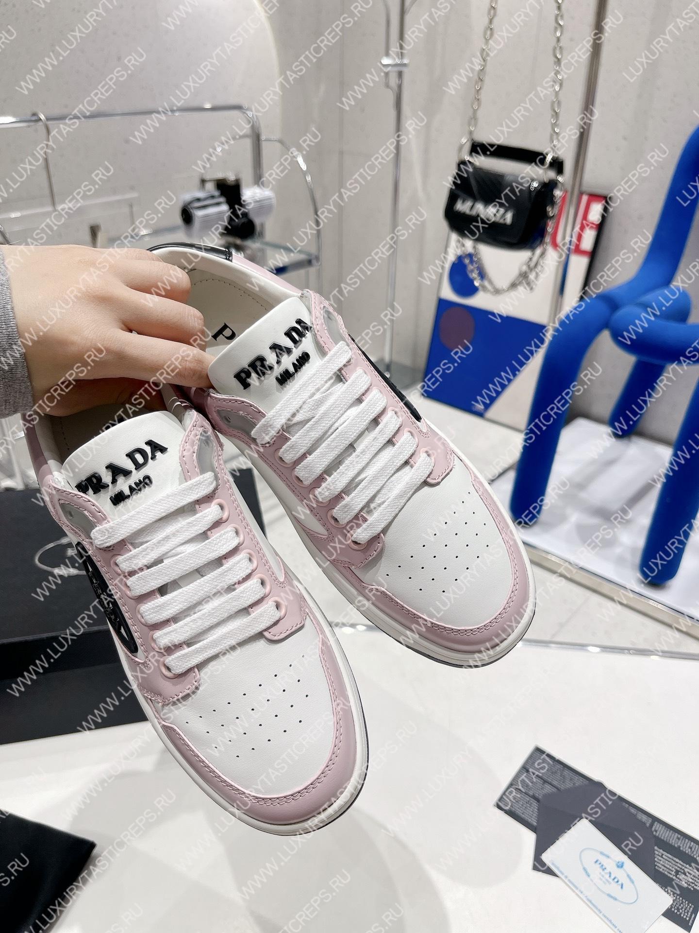 Pra*a district perforated leather sneakers white/albaster pink 1e790m