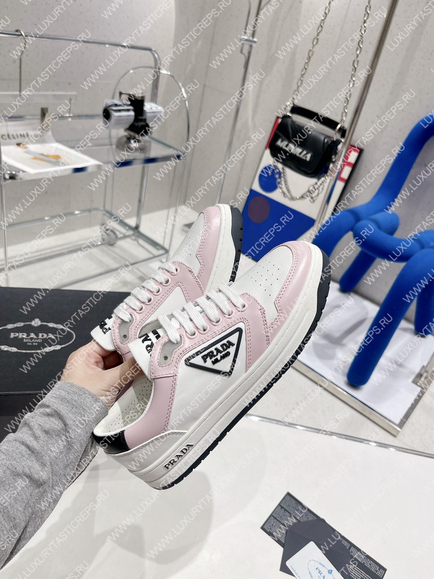 Pra*a district perforated leather sneakers white/albaster pink 1e790m