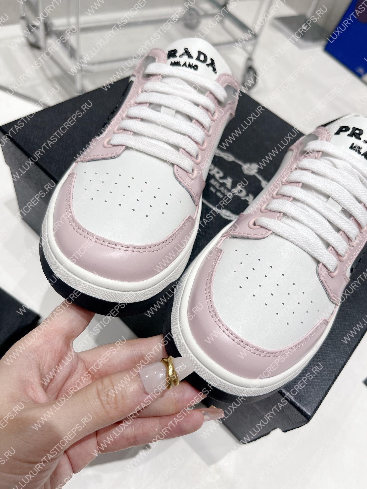 Pra*a district perforated leather sneakers white/albaster pink 1e790m