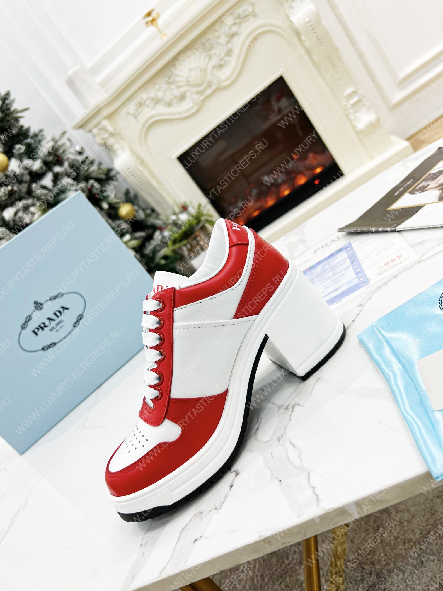 Pra*a downtown high heeled sneakers white/red 1e792m