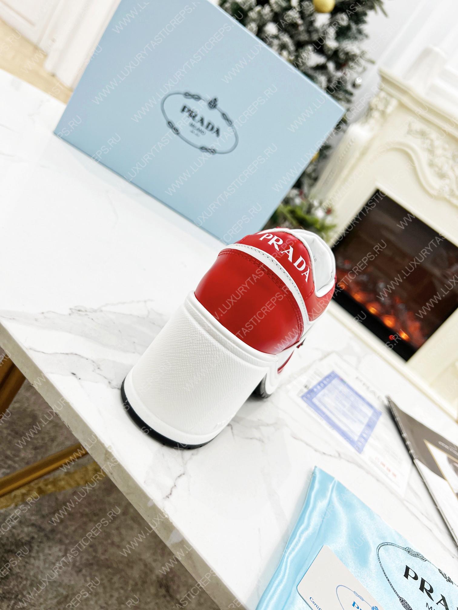 Pra*a downtown high heeled sneakers white/red 1e792m