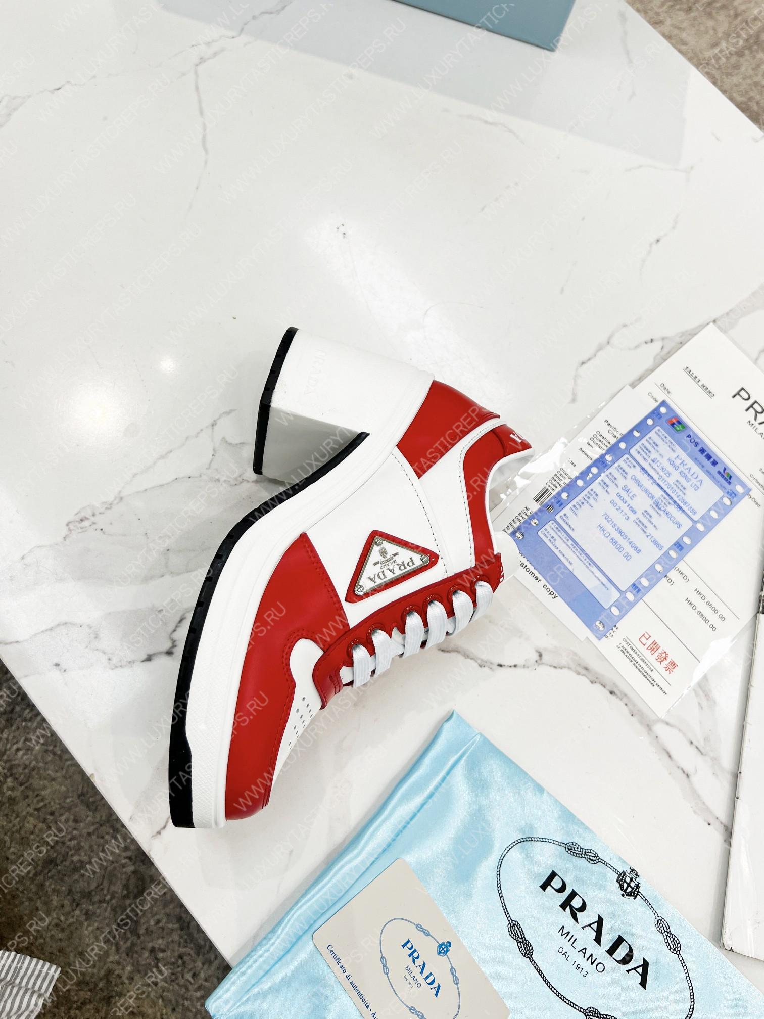 Pra*a downtown high heeled sneakers white/red 1e792m