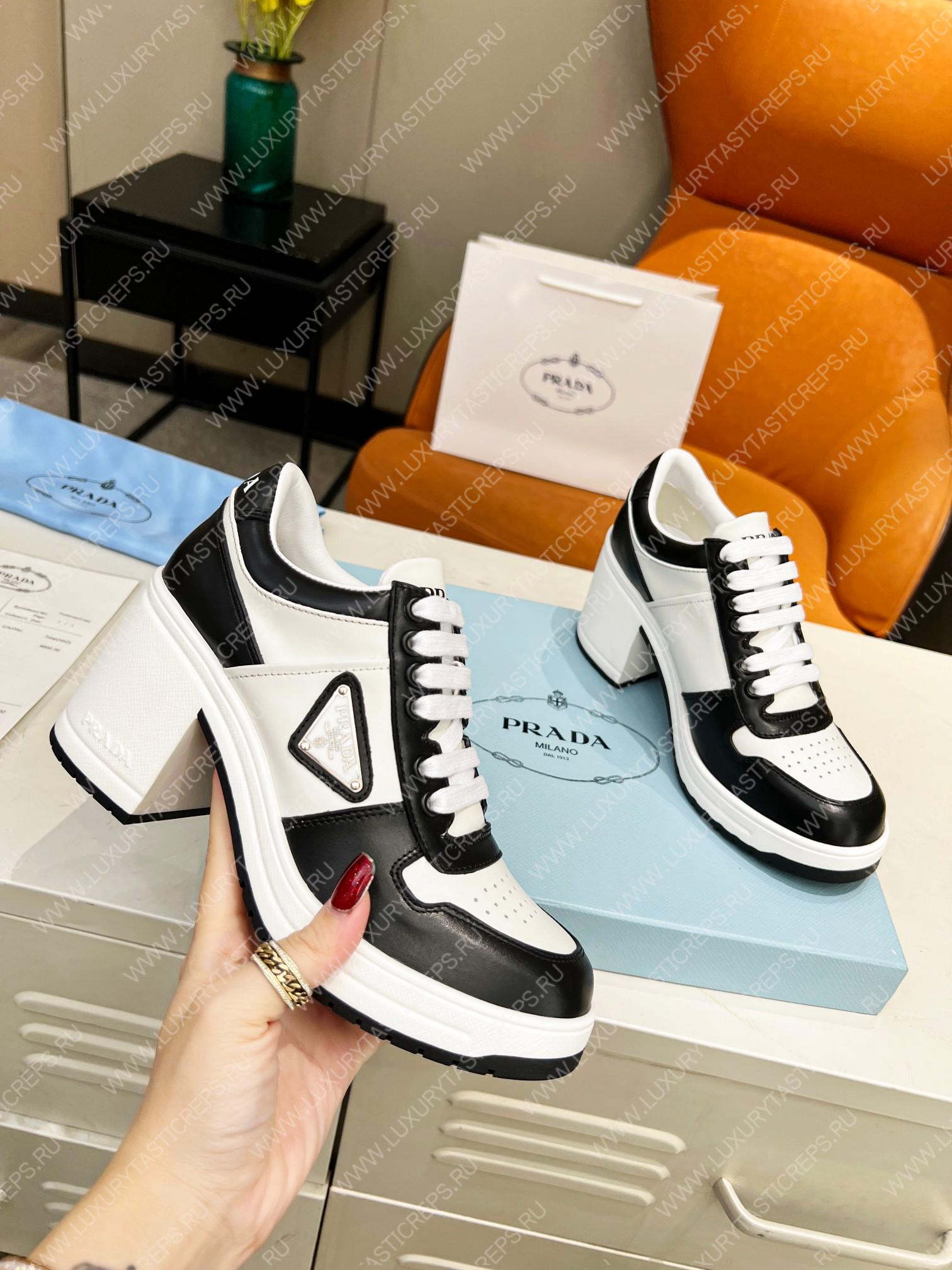Pra*a downtown high heeled sneakers white/black 1e792m