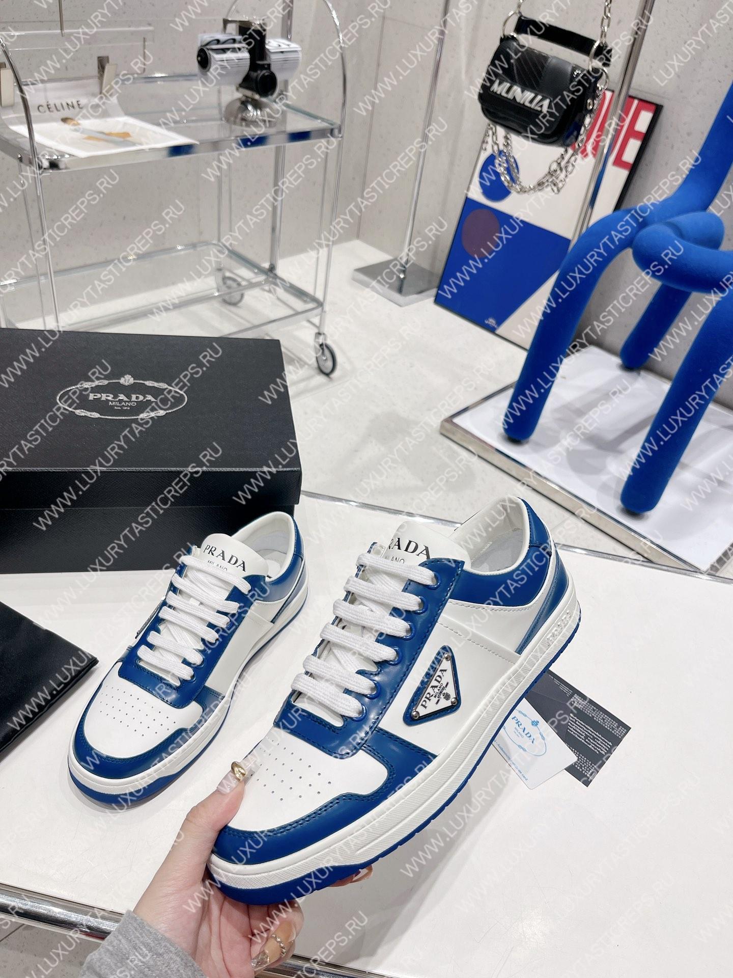 Pra*a downtown leather sneakers white/cobalt blue 2ee364