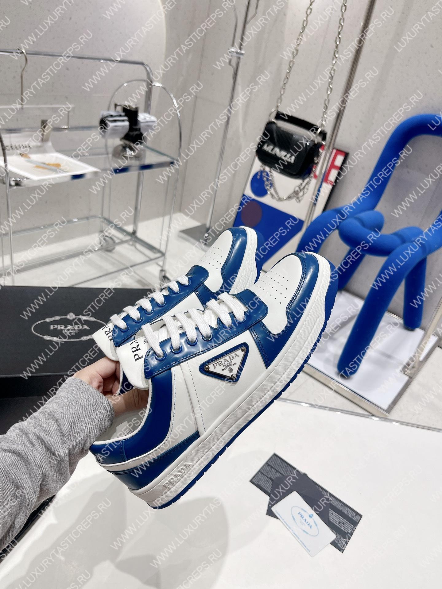 Pra*a downtown leather sneakers white/cobalt blue 2ee364