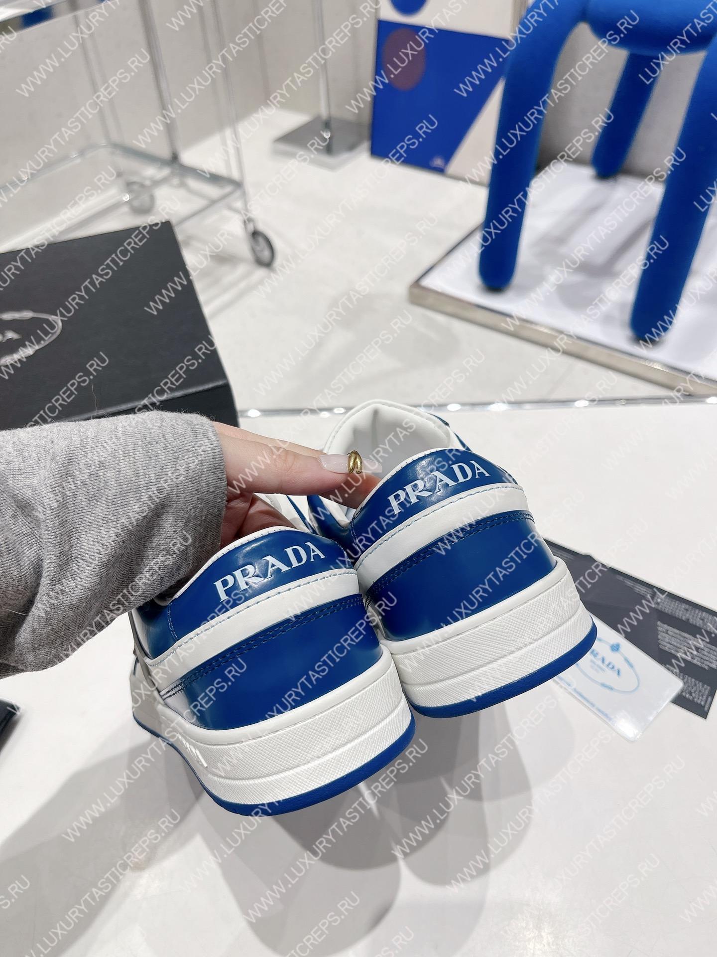 Pra*a downtown leather sneakers white/cobalt blue 2ee364