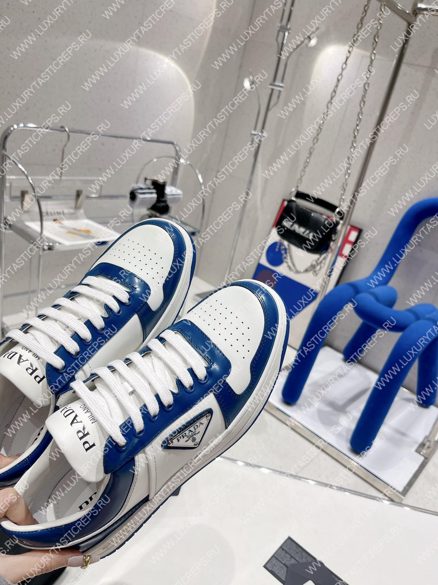 Pra*a downtown leather sneakers white/cobalt blue 2ee364