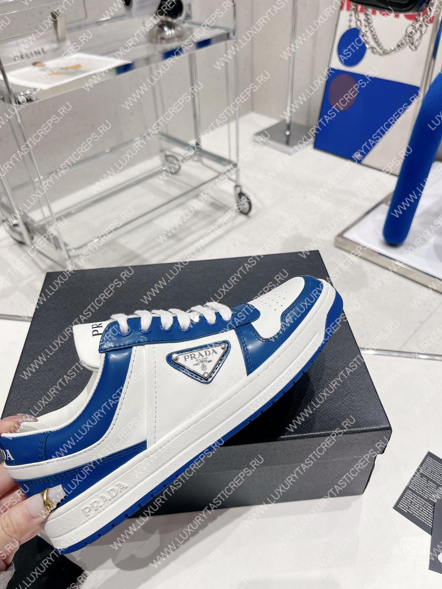 Pra*a downtown leather sneakers white/cobalt blue 2ee364