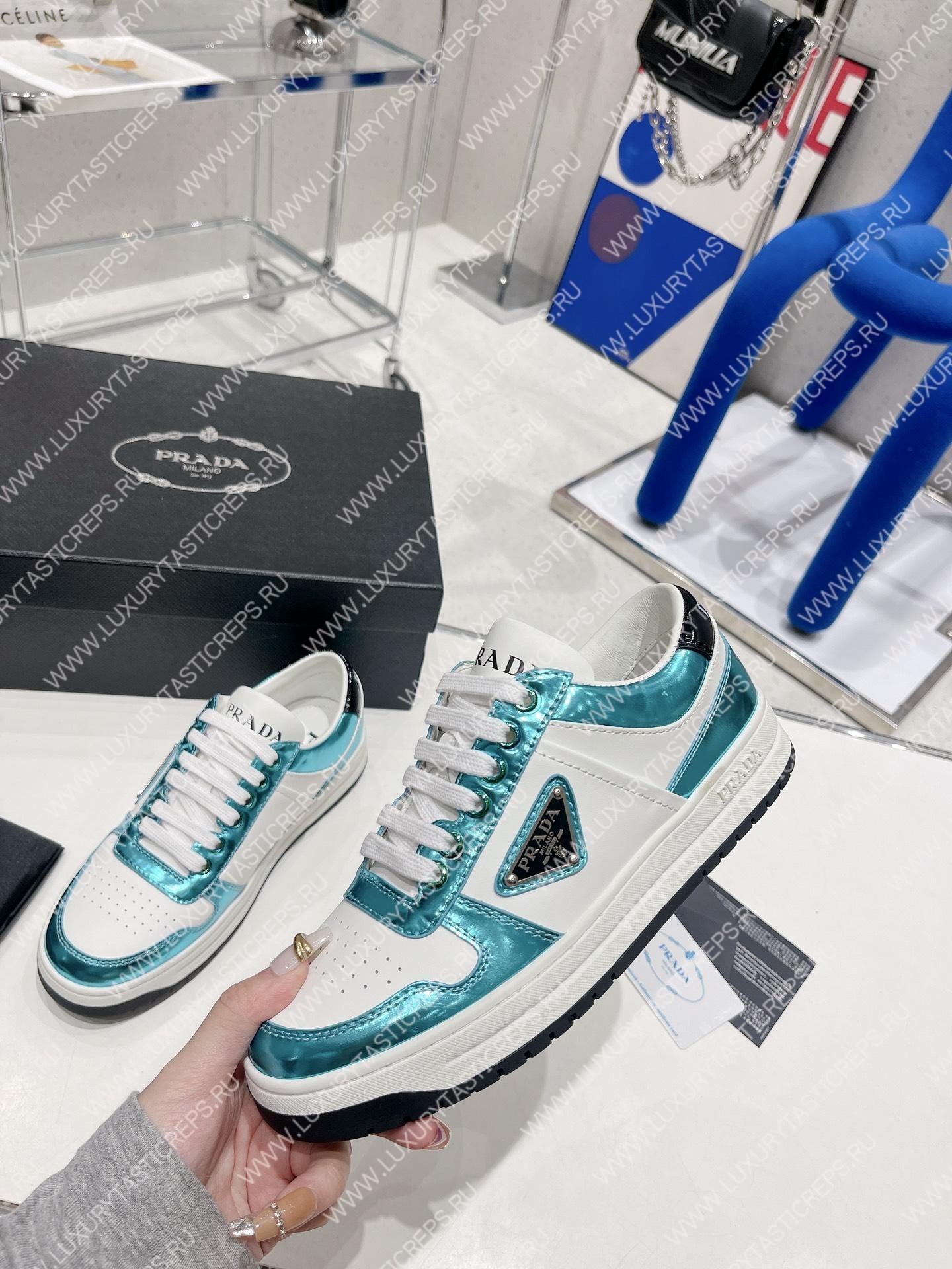 Pra*a downtown leather sneakers white/sky blue 2ee364