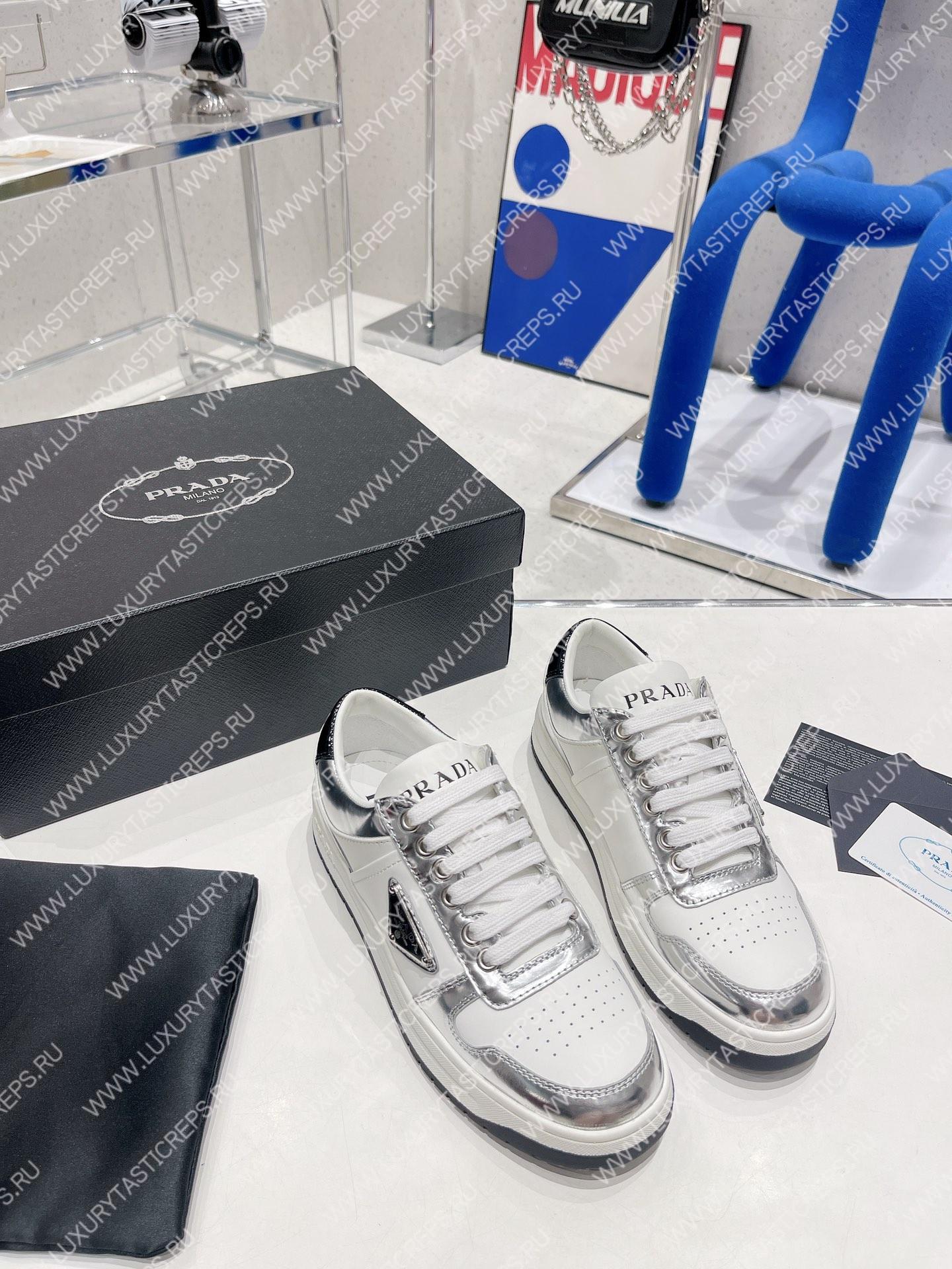 Pra*a downtown leather sneakers white/silver 2ee364