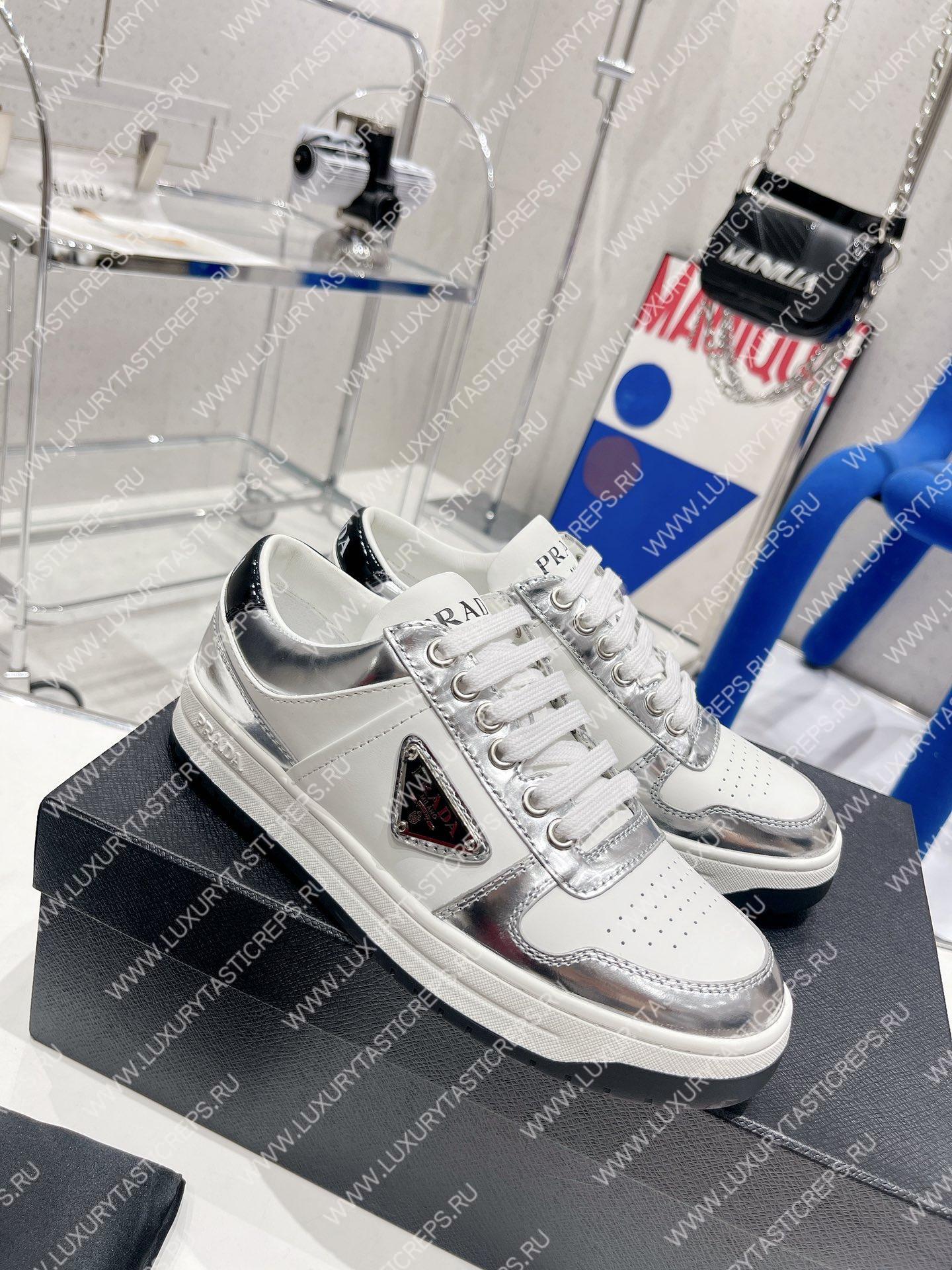 Pra*a downtown leather sneakers white/silver 2ee364