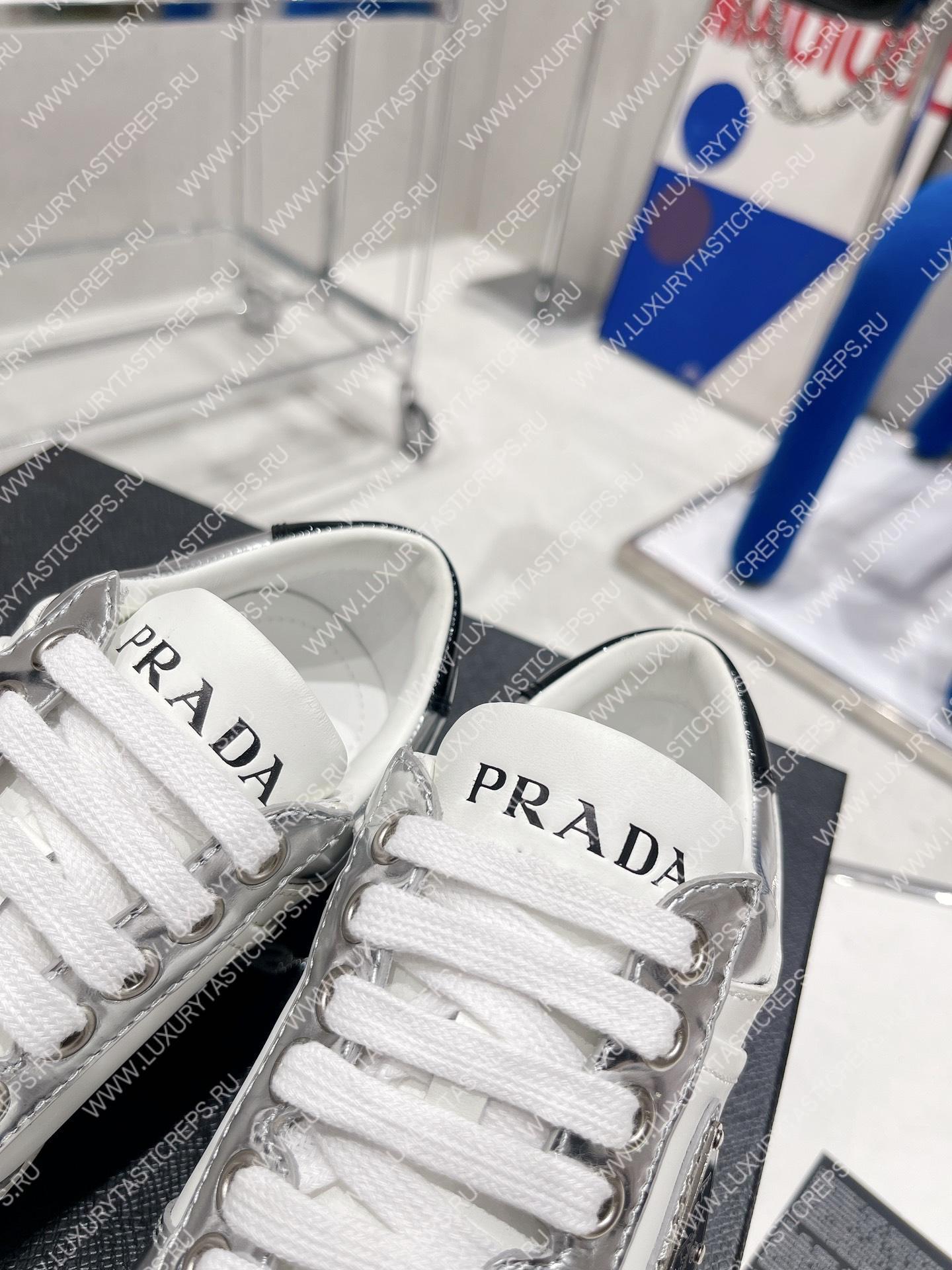 Pra*a downtown leather sneakers white/silver 2ee364