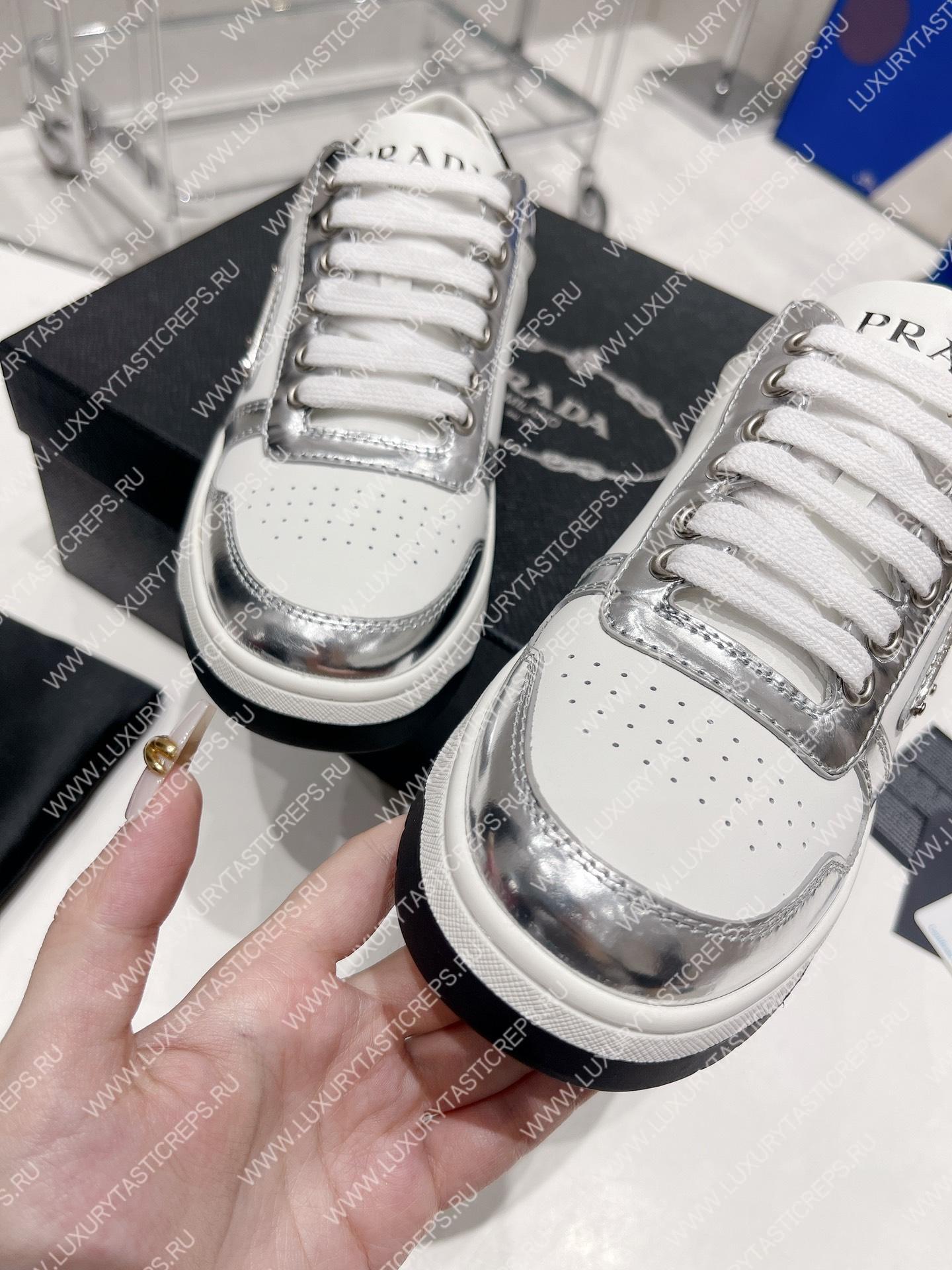 Pra*a downtown leather sneakers white/silver 2ee364