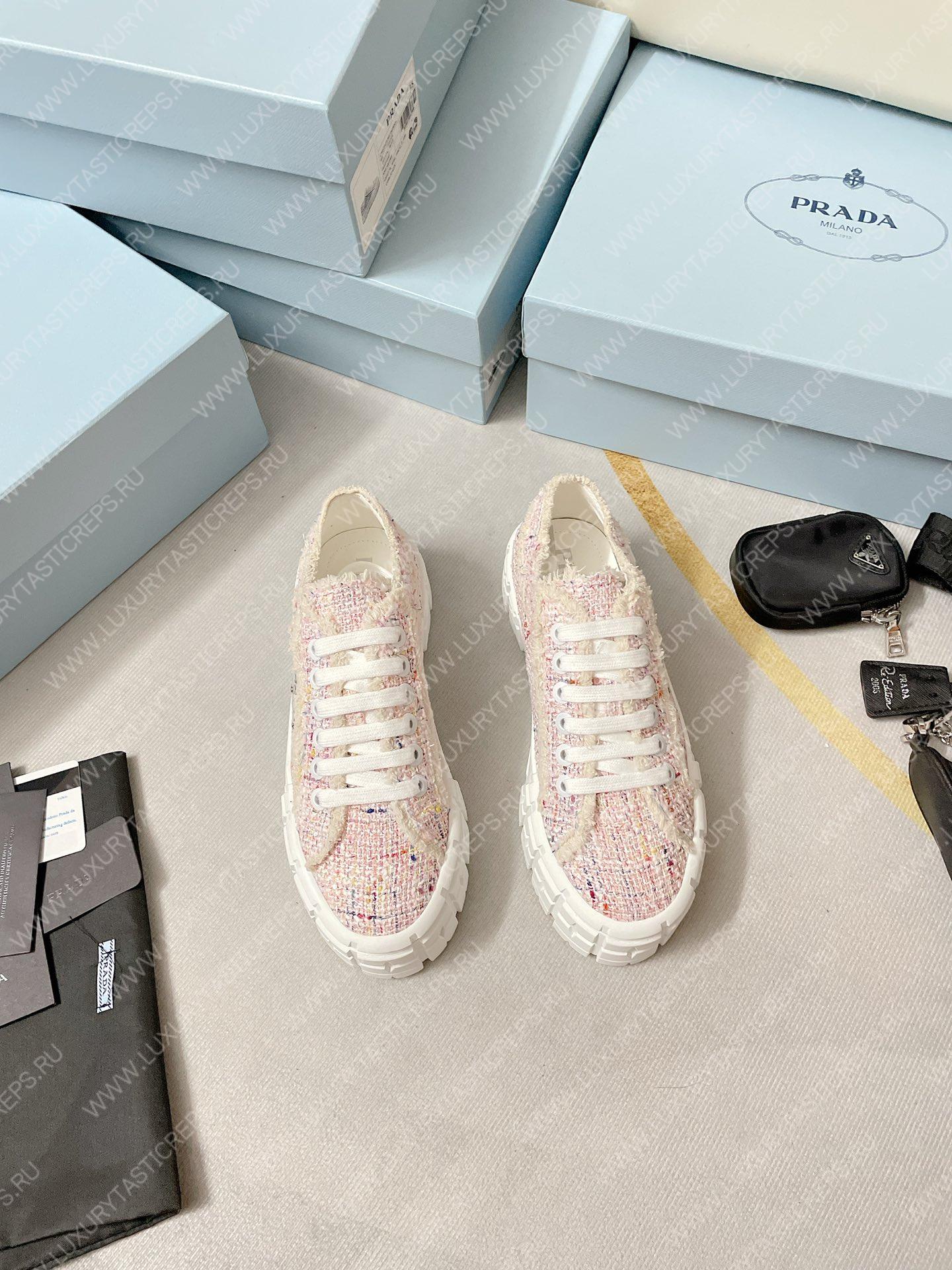 Pra*a double wheel nylon gabardine sneakers tweed pink 1e260m